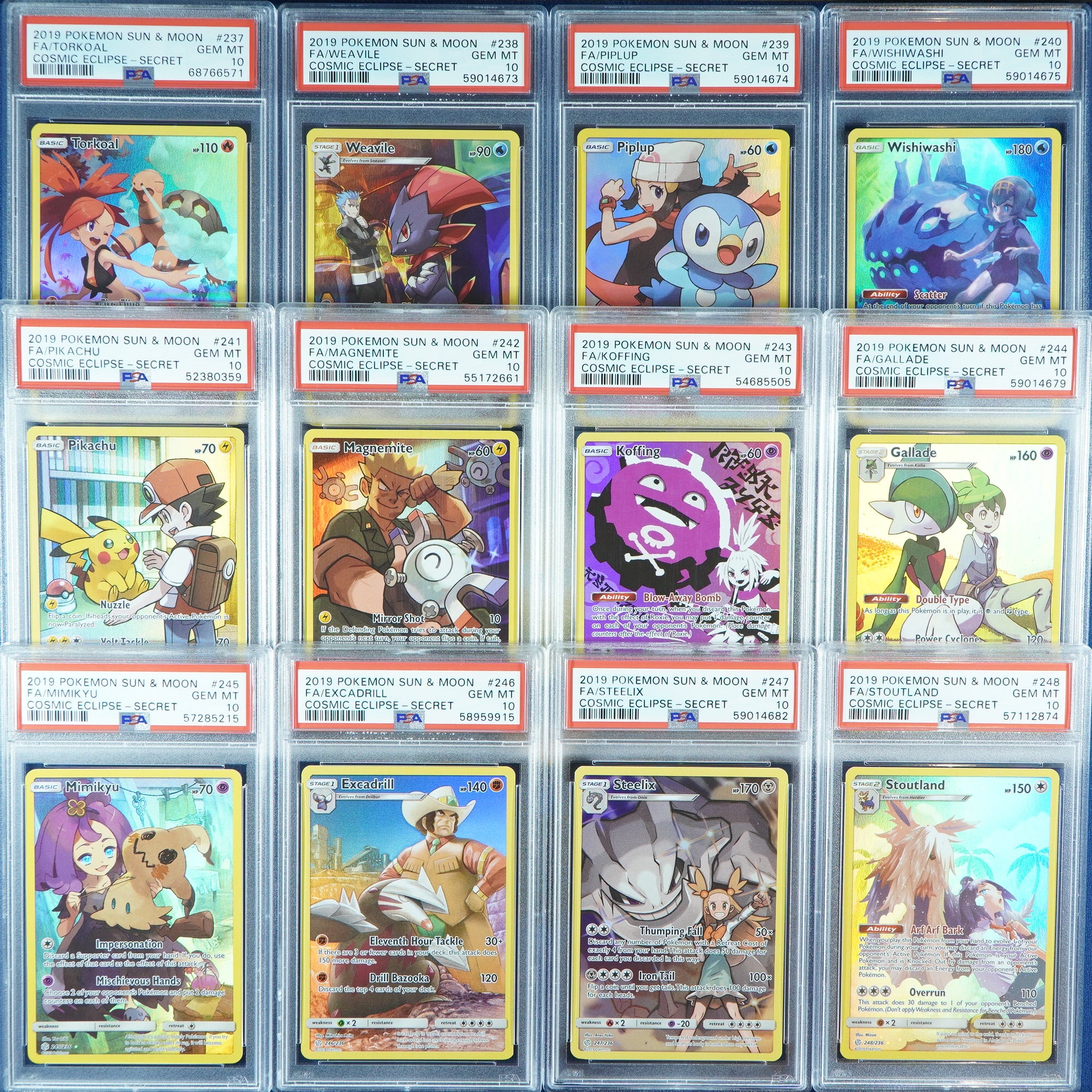 PSA 10 Complete Set (12-Cards) Cosmic Eclipse Secret Rare Full Art 237-248