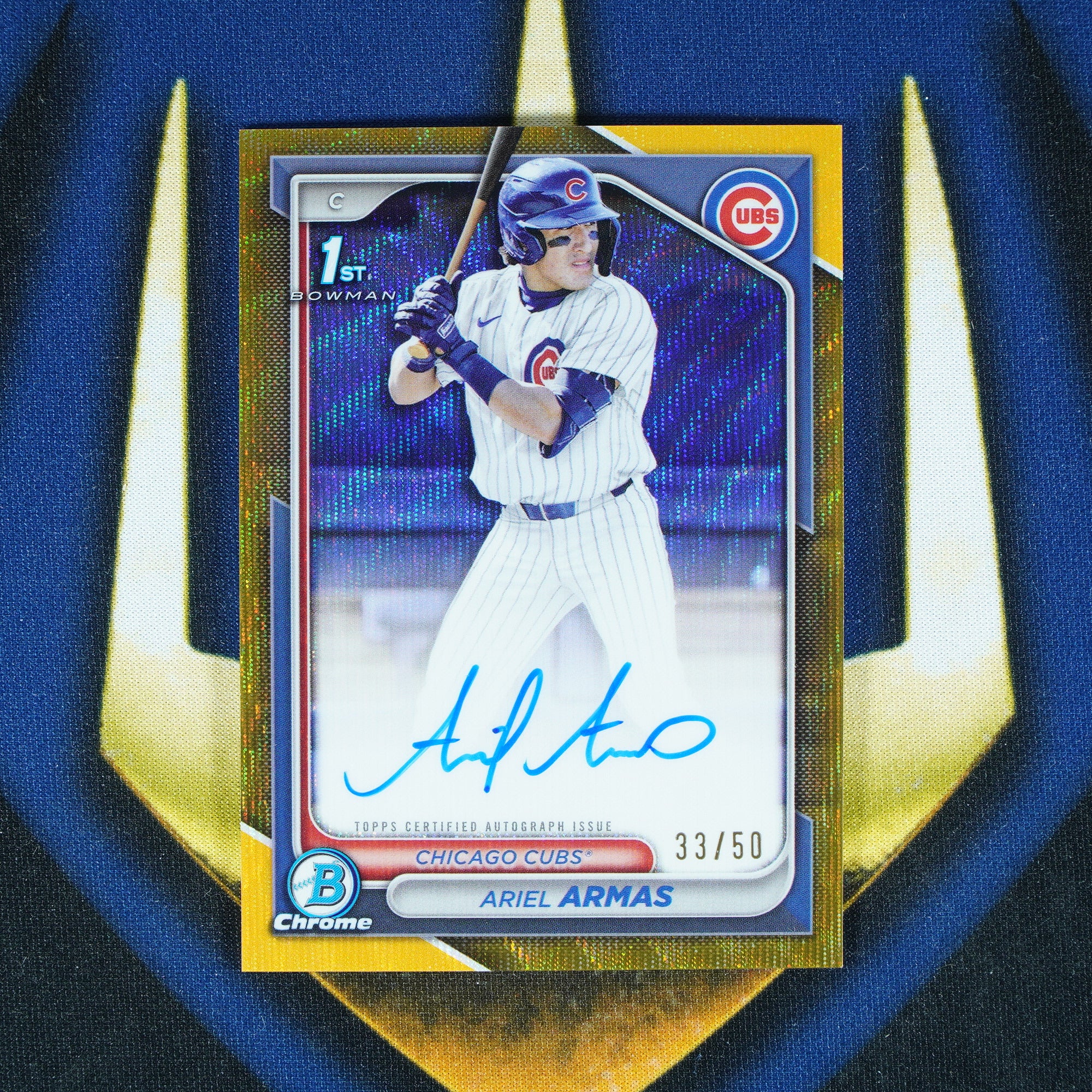 Ariel Armas 2024 Topps Bowman Chrome 1st Auto Gold Wave /50