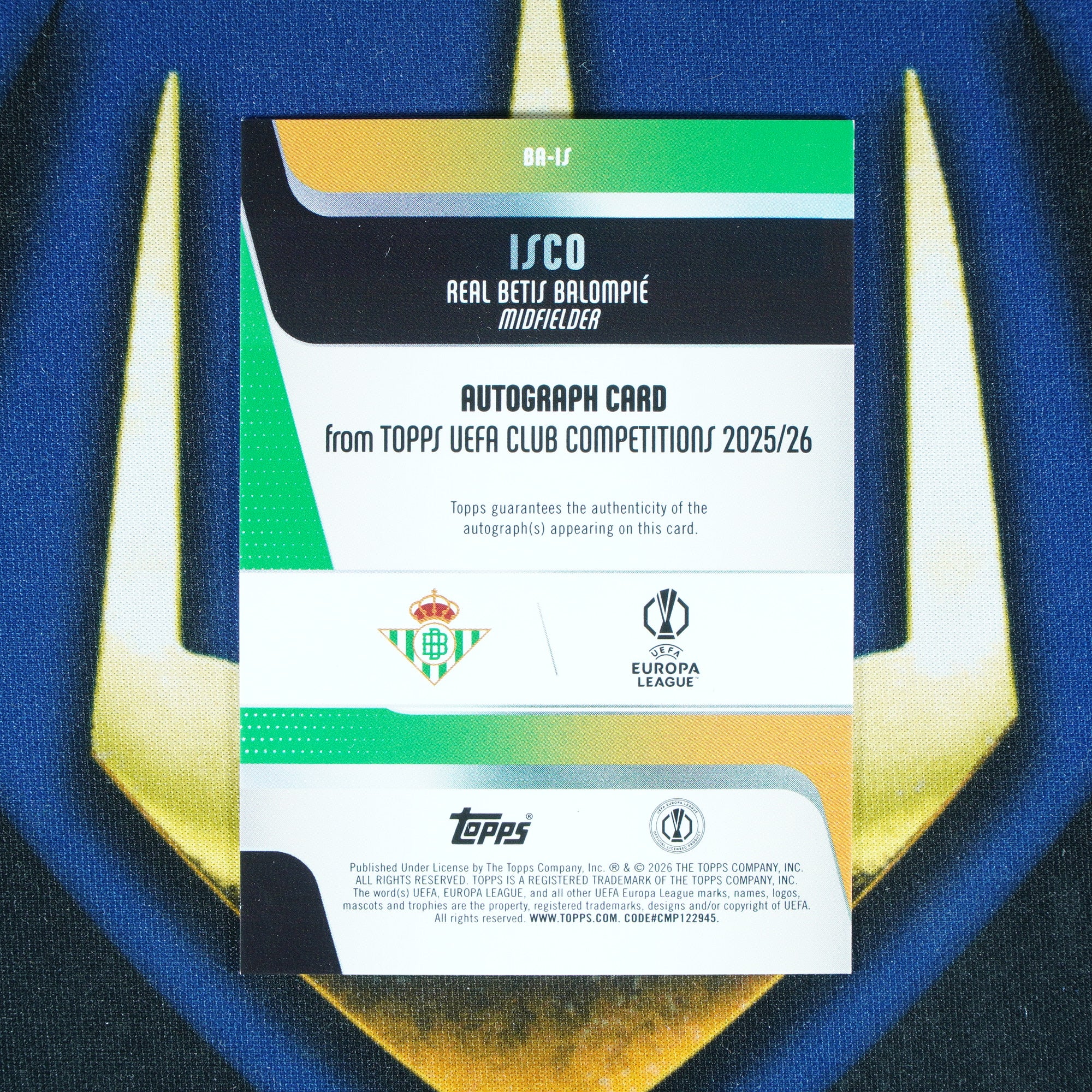 Isco 2025-26 Topps Club Competitions Auto Blue /150