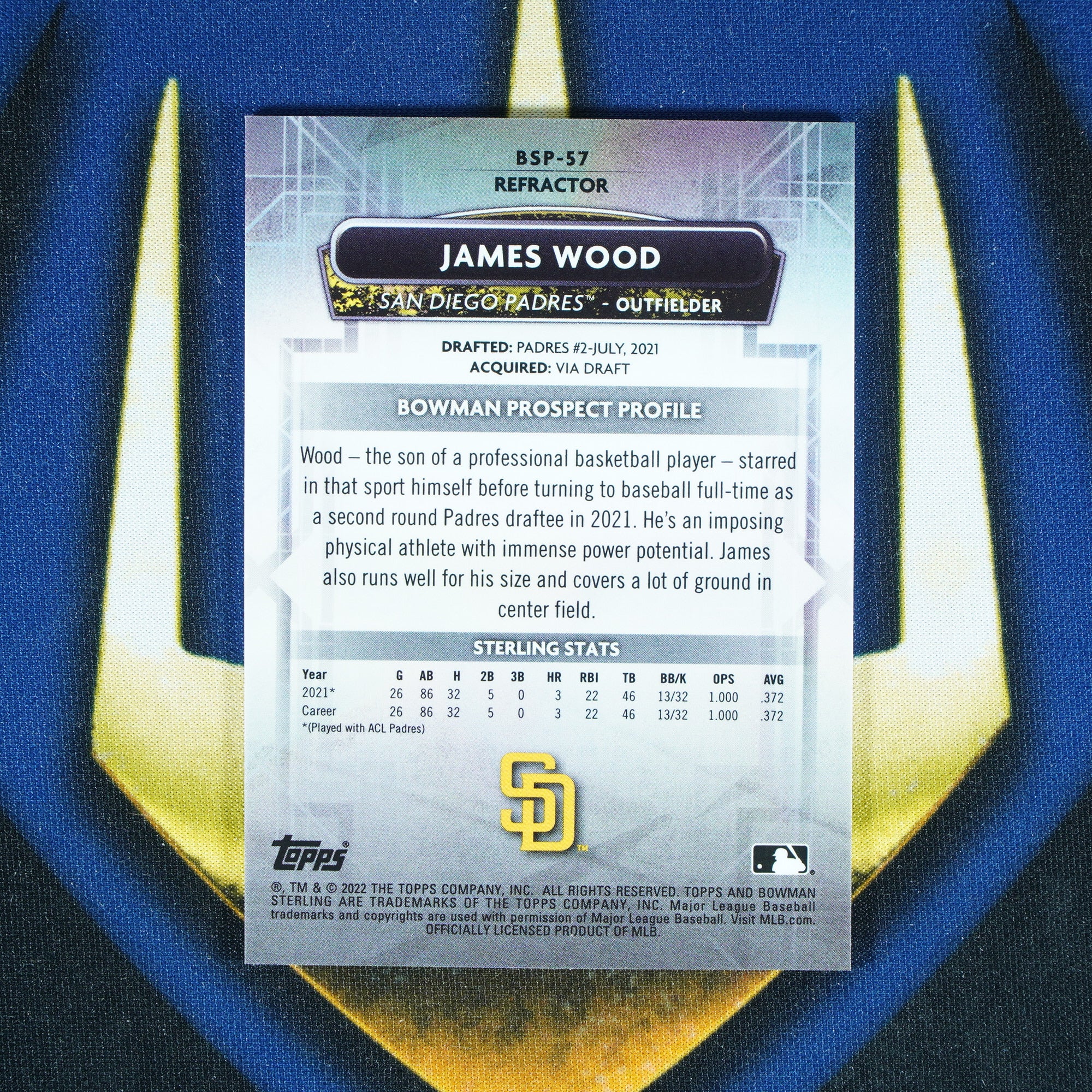 James Wood 2022 Topps Bowman Sterling Refractor /199