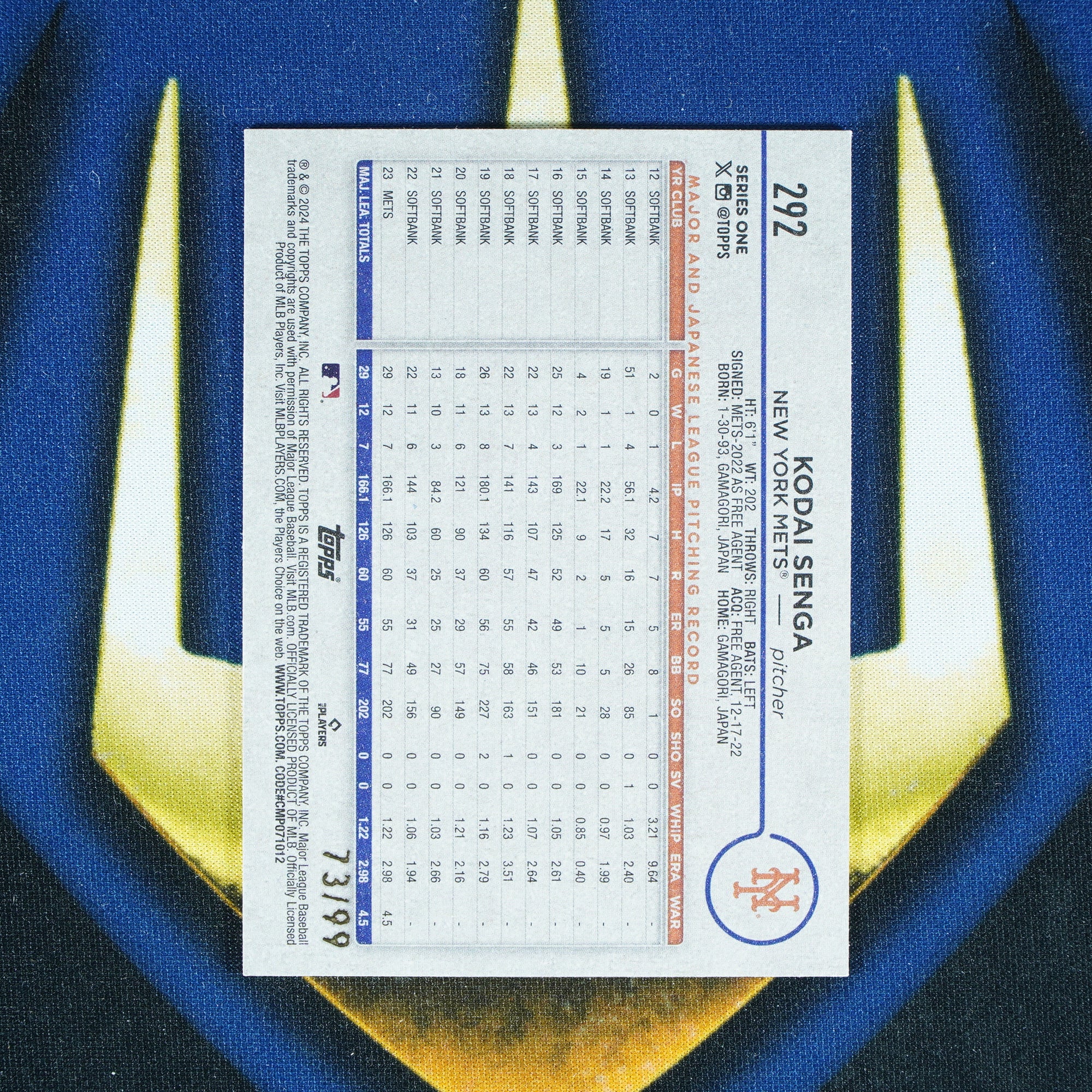 Kodai Senga 2024 Topps Series 1 Vintage Stock /99