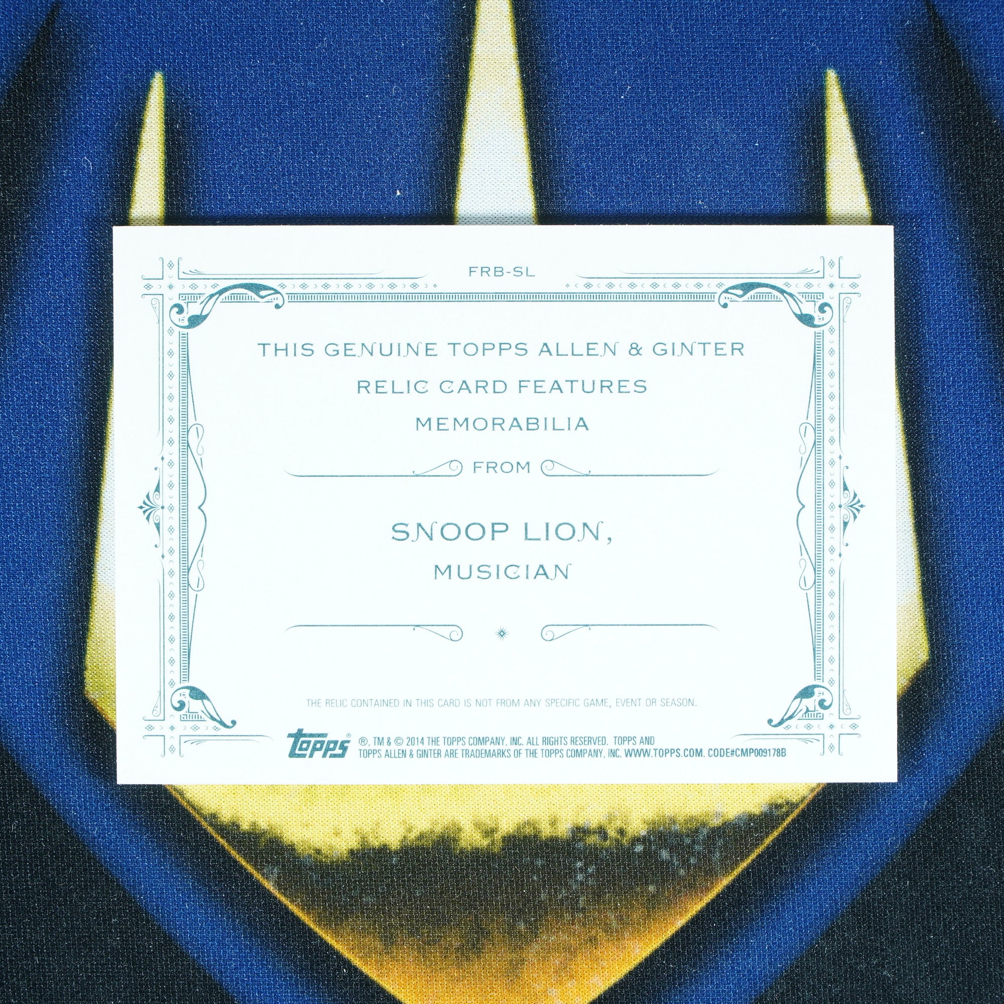 Snoop Lion 2014 Topps Allen & Ginter Memorabilia Patch