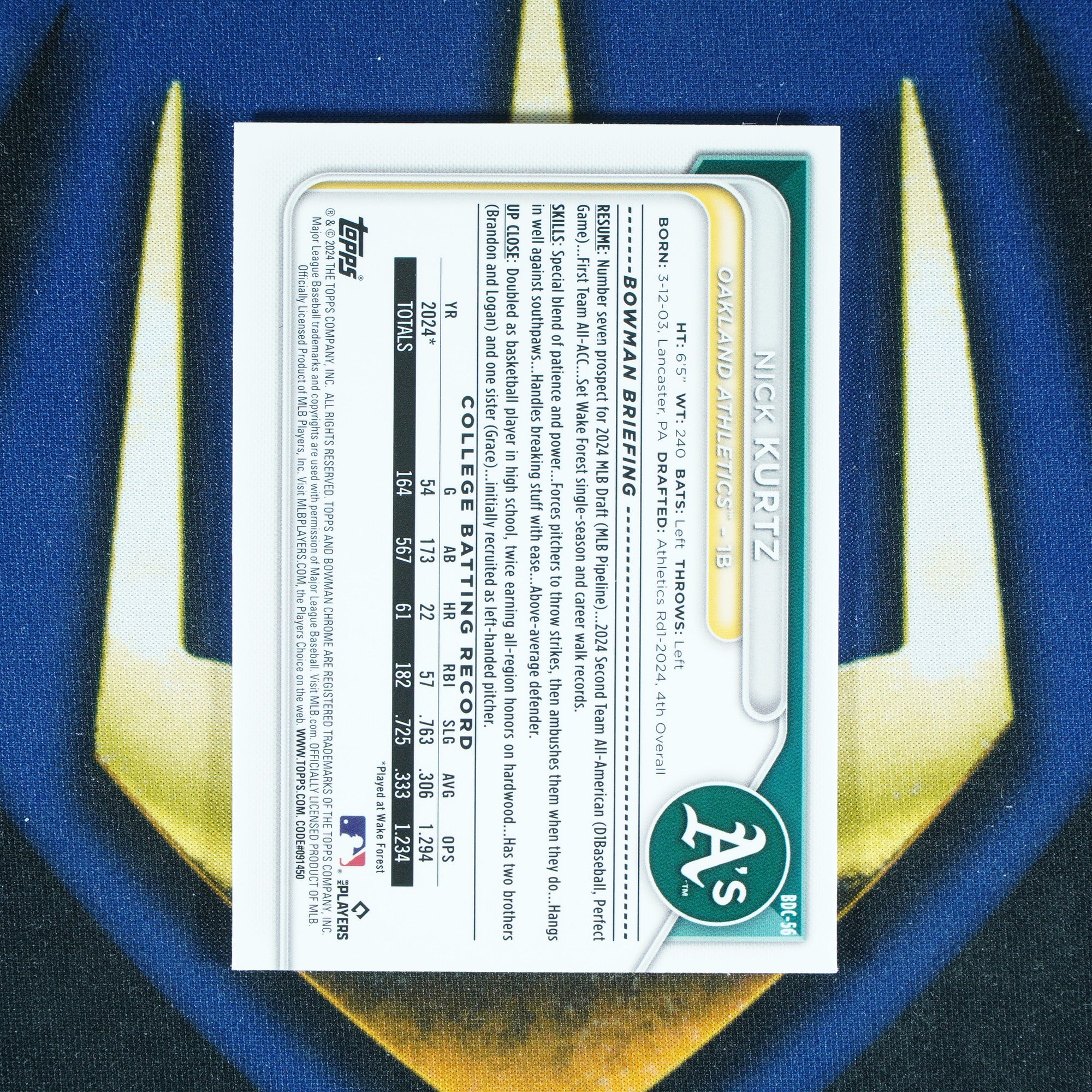 Nick Kurtz 2024 Topps Bowman Draft Chrome 1st BDC-56
