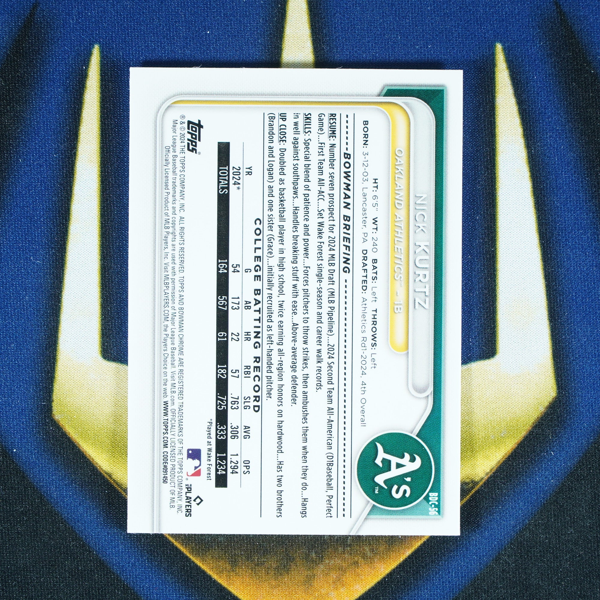 Nick Kurtz 2024 Topps Bowman Draft Chrome 1st BDC-56