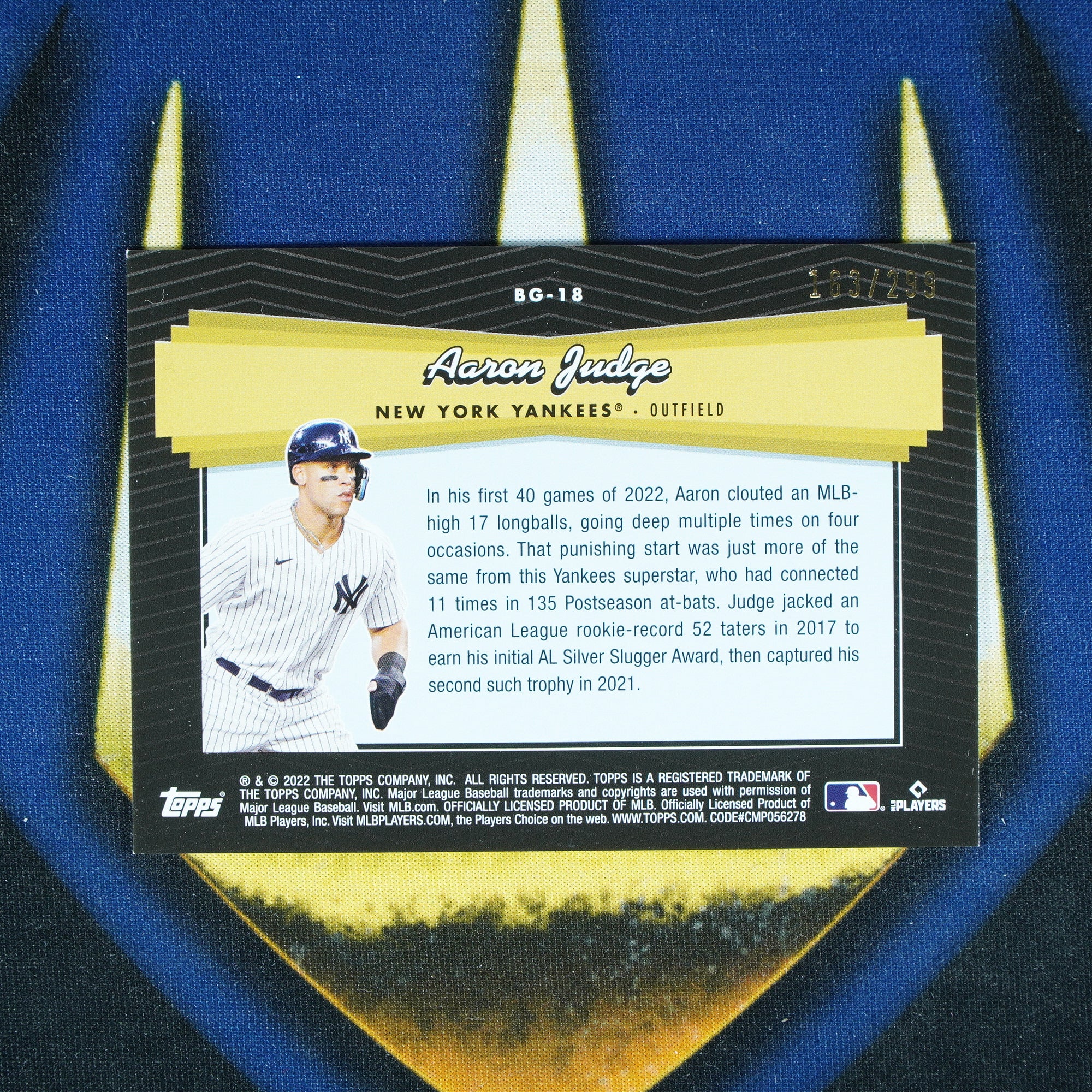 Aaron Judge 2022 Update Black Gold Black /299