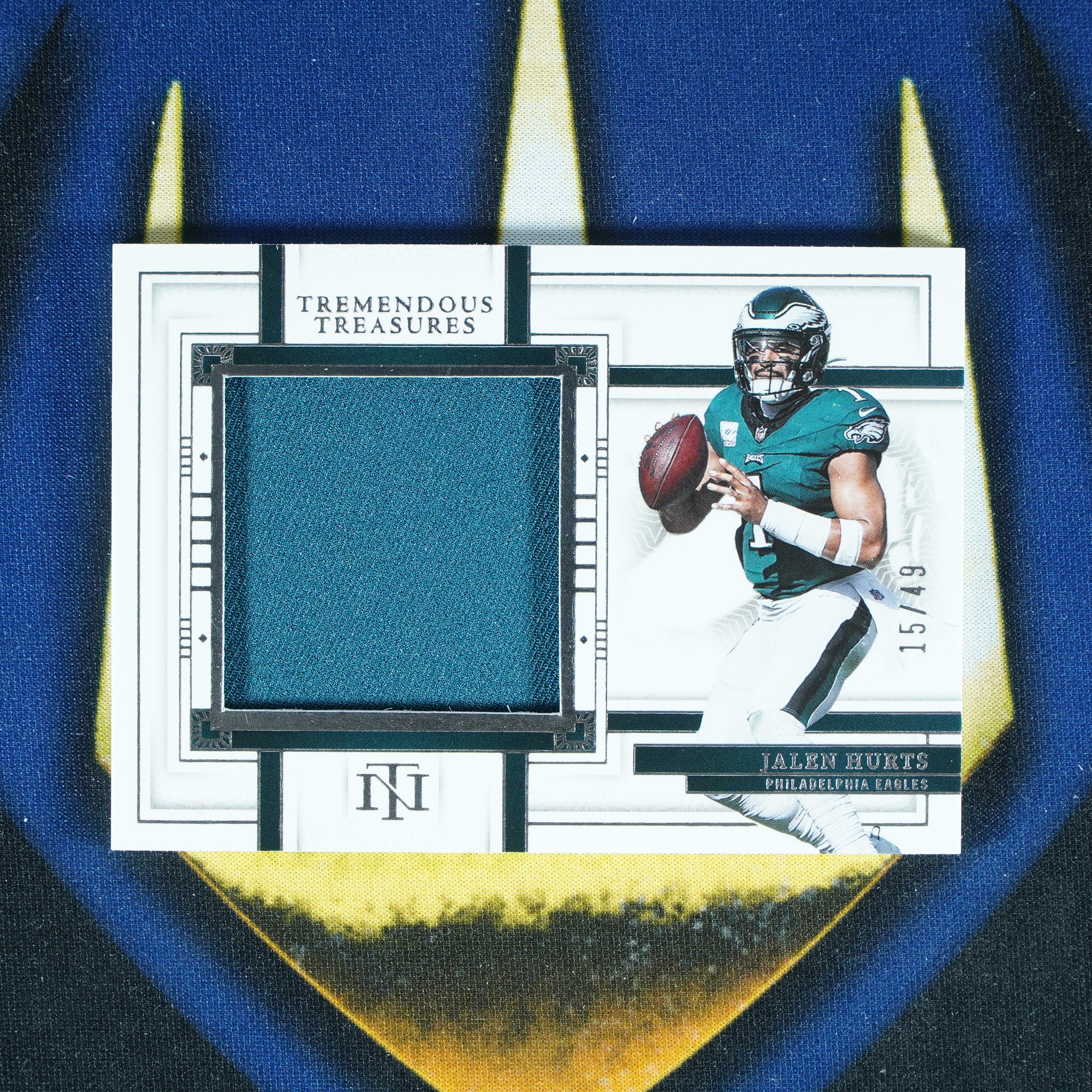Jalen Hurts 2023 Panini National Treasures Tremendous Treasures Jumbo Patch /49