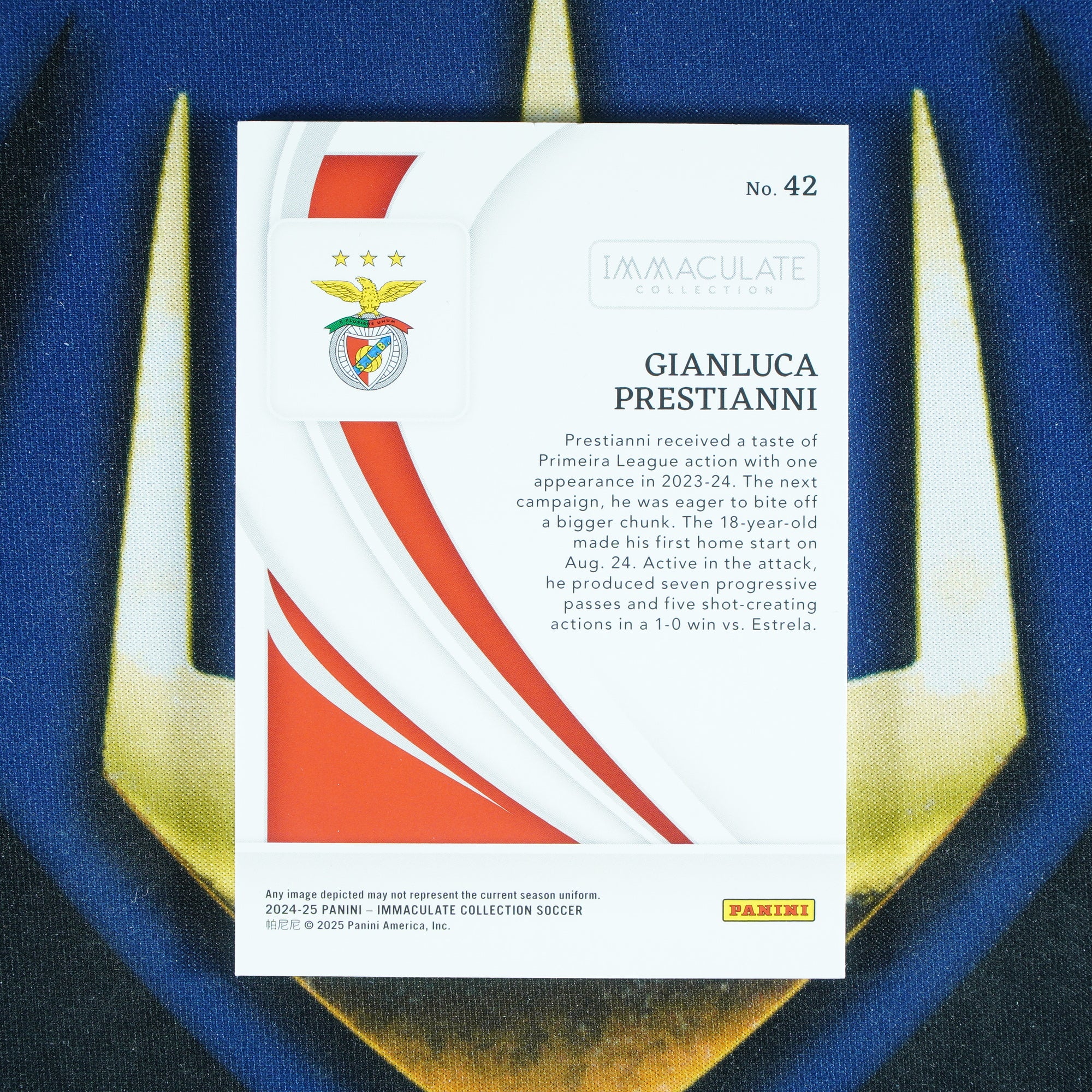 Gianluca Prestianni 2024-25 Panini Immaculate /25 Jersey Match RC