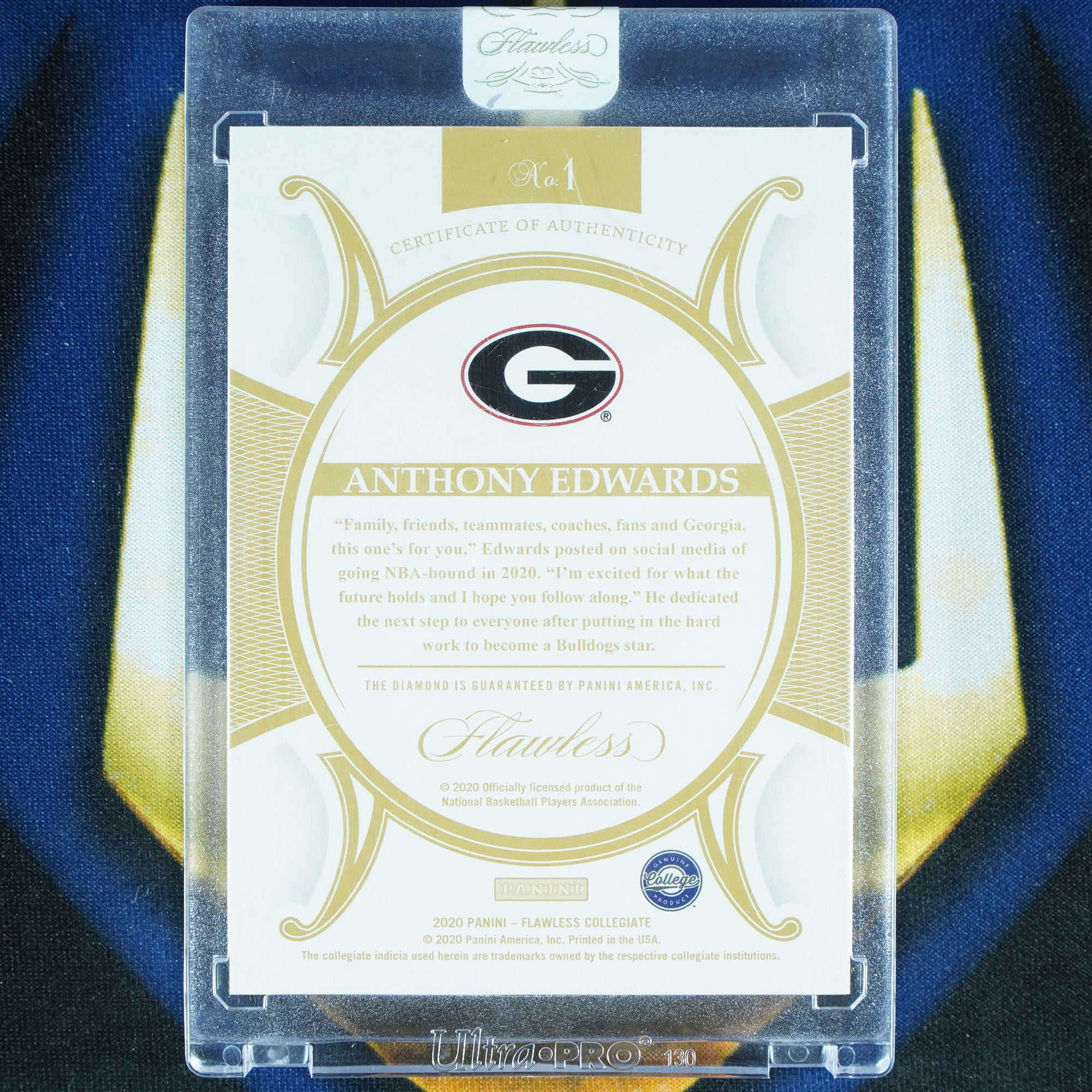 Anthony Edwards 2020 Panini Flawless Collegiate Diamond /10 RC