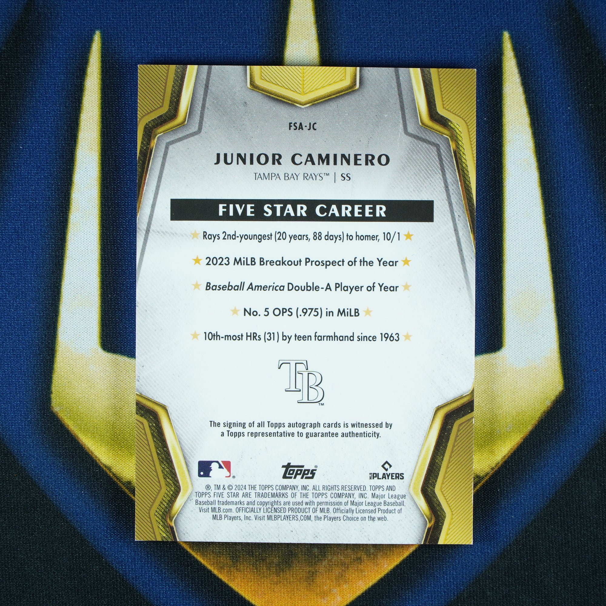 Junior Caminero 2024 Topps Five Star Auto RC