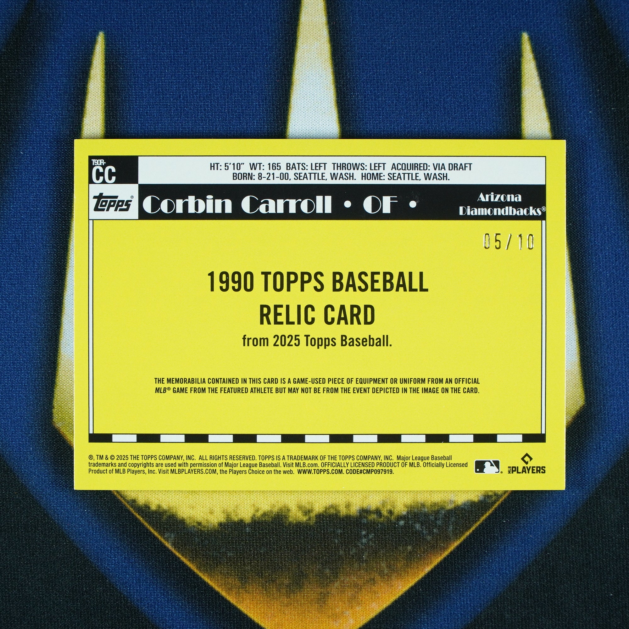 Corbin Carroll 2025 Topps Series 1 1990 Patch /10