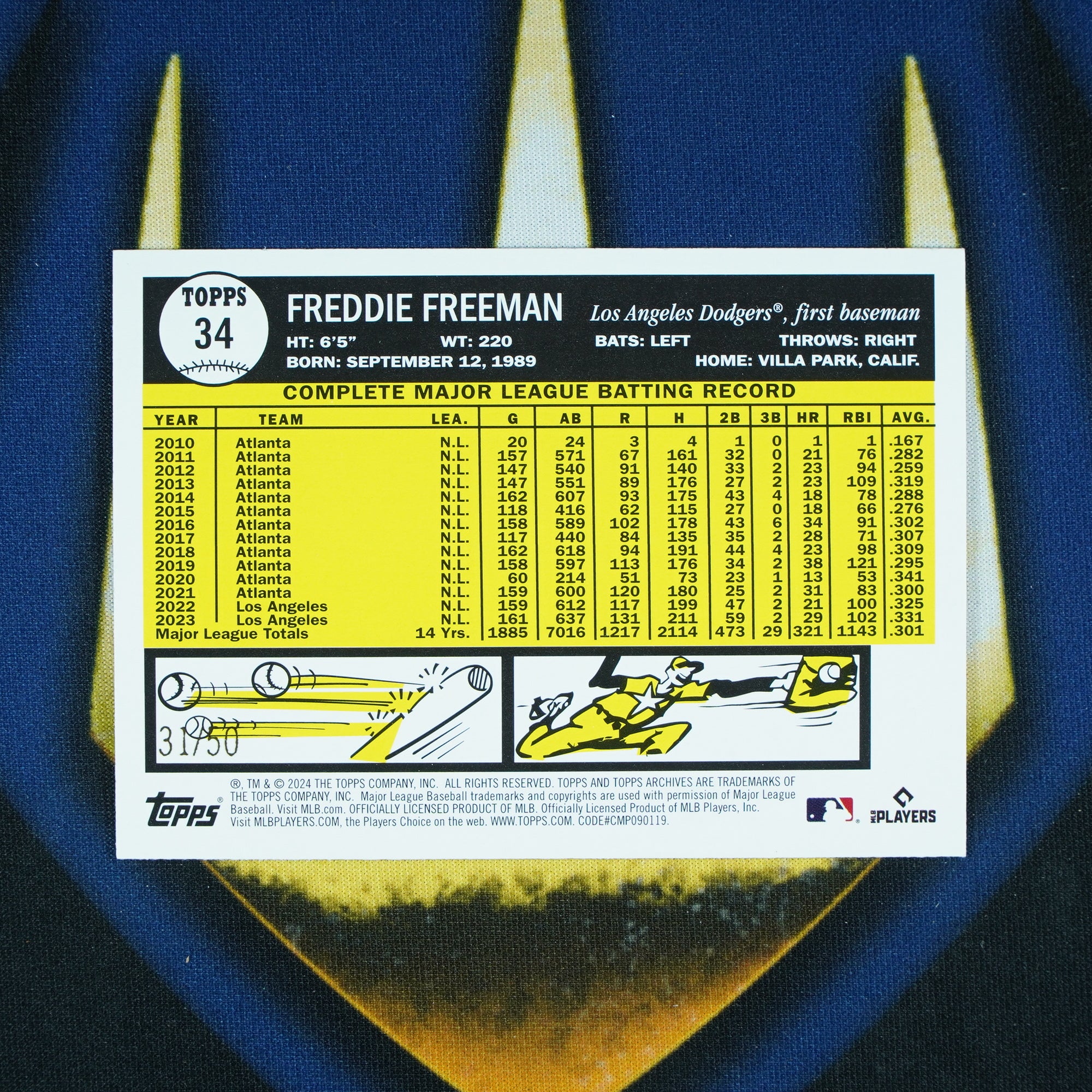 Freddie Freeman 2024 Topps Archives 1961 Red Hot Foilboard /50