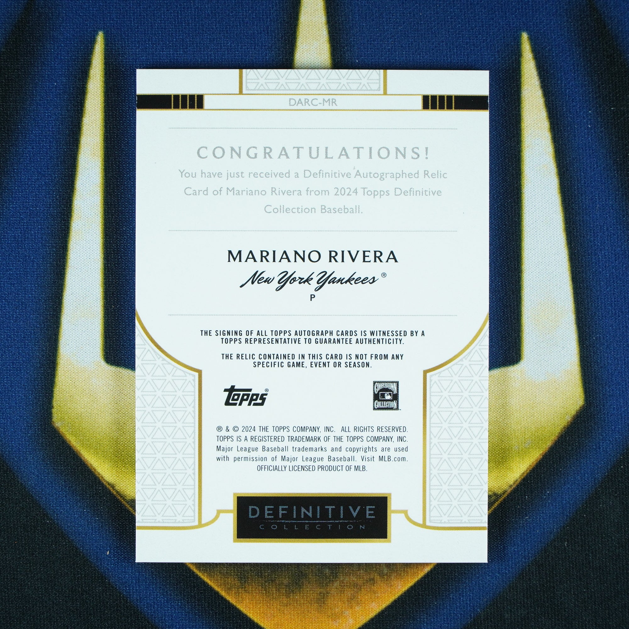 Mariano Rivera 2024 Topps Definitive Collection Patch Auto /40