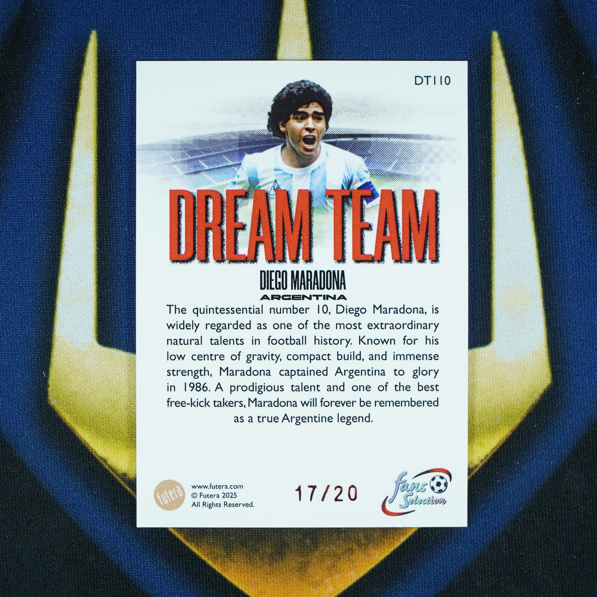 Diego Maradona 2025 Futera Fan Selection Dream Team Red /20