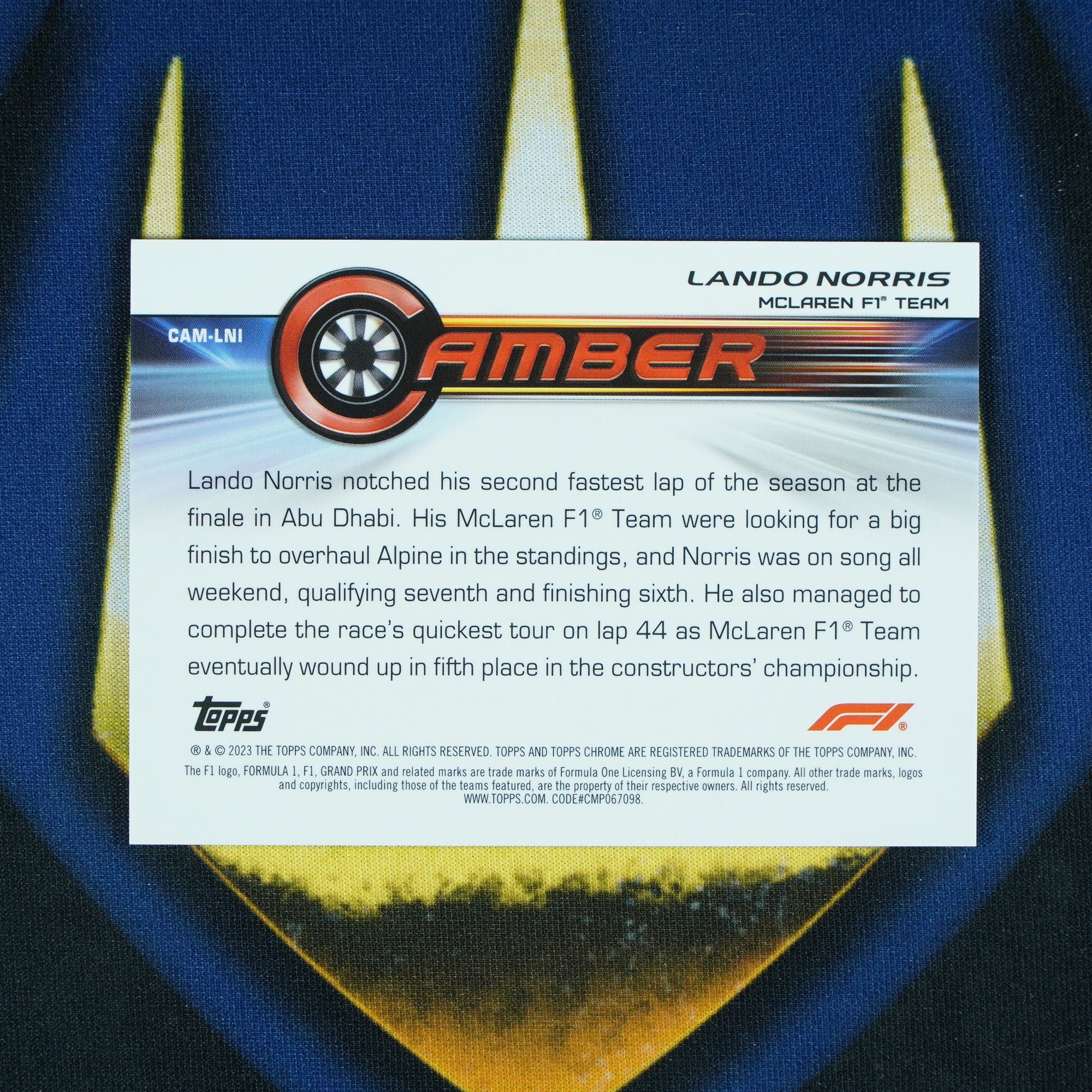 Lando Norris 2023 Topps Chrome Camber Gold Wave /50
