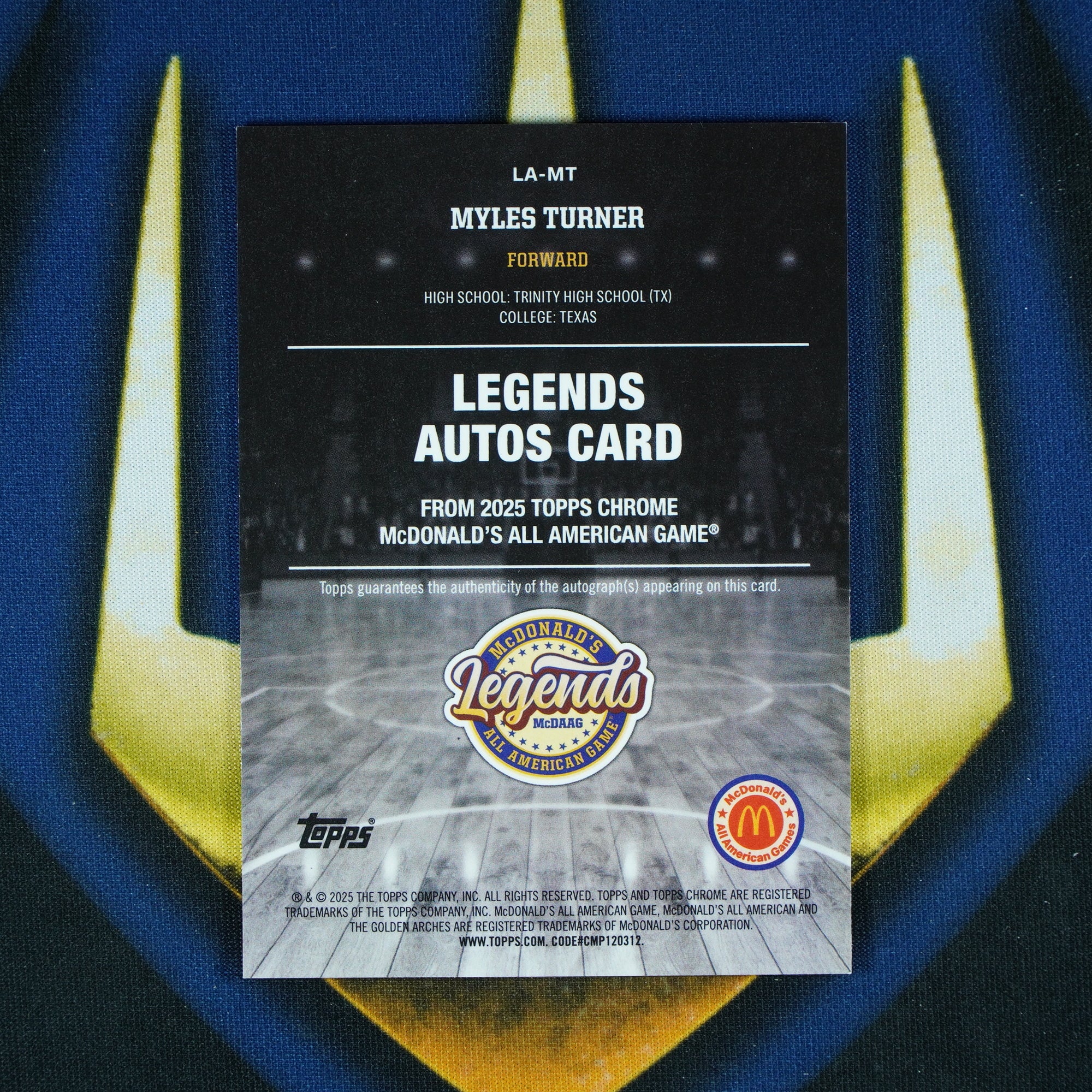 Myles Turner 2025 Topps Chrome McDonald's Auto Orange /75