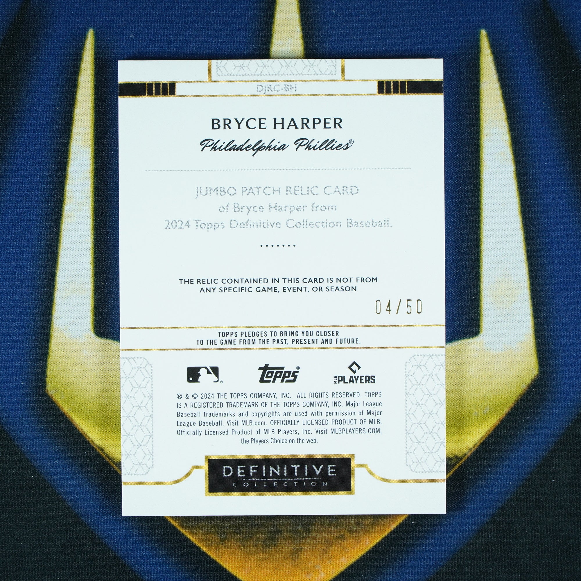 Bryce Harper 2024 Topps Definitive Jumbo Patch Relic /50