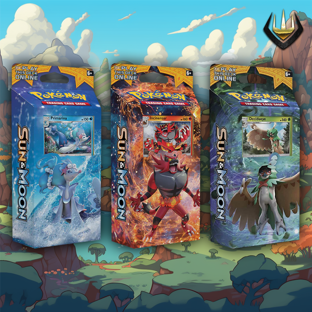 Sun Moon Pokemon Theme Deck Box Set of [Roaring Heat Forest Shad