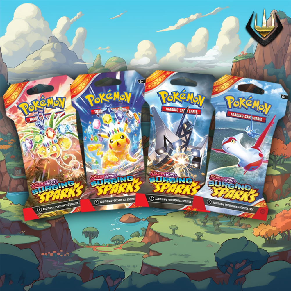 pokemon surging sparks sleeved booster pack Surging Sparks Pokemon Sleeved Booster Art Set [4 Sleeved Boosters]