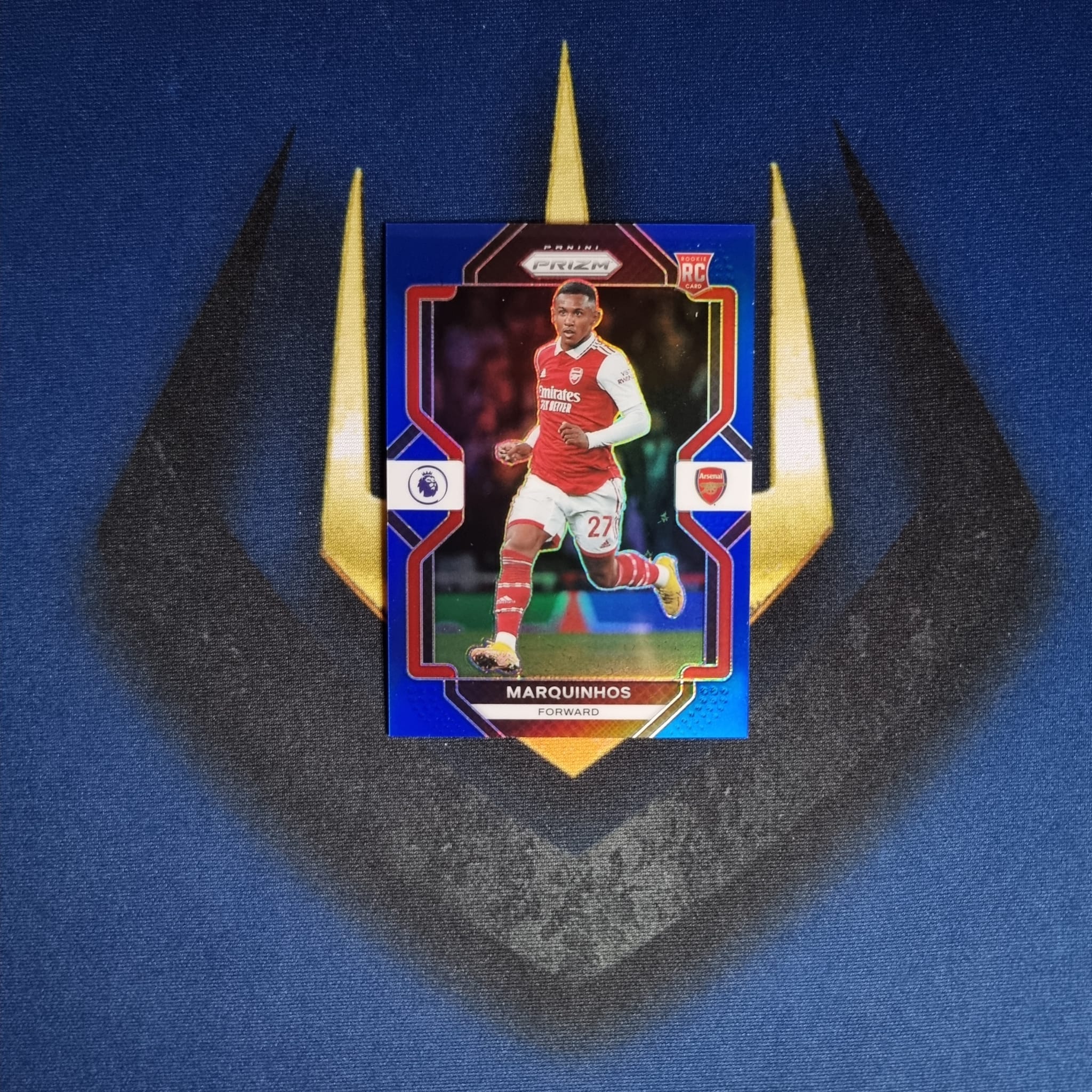 Marquinhos 2022-23 Panini Prizm EPL Blue 159/175 Arsenal RC Rookie Card