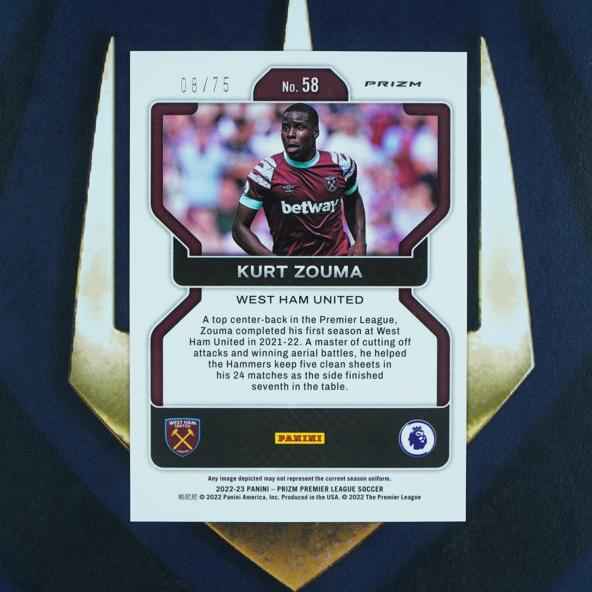 Kurt Zouma 2022-23 Prizm Breakaway Blue Disco /75 West Ham