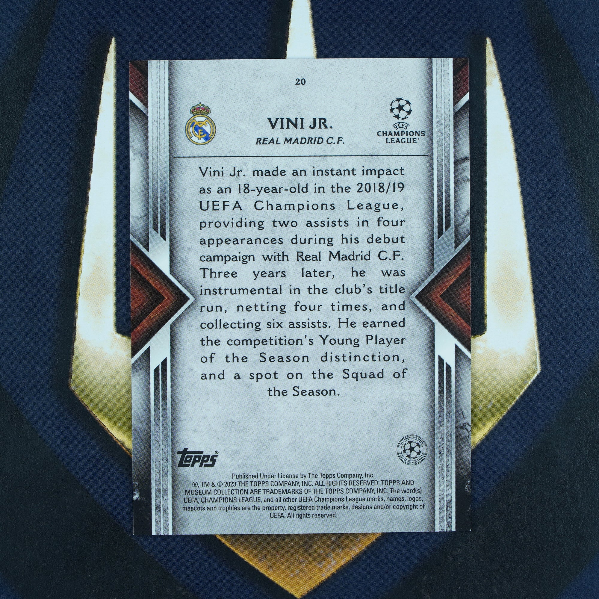 Vini Jr 2022-23 Topps Museum Collection Gold /50 Real Madrid