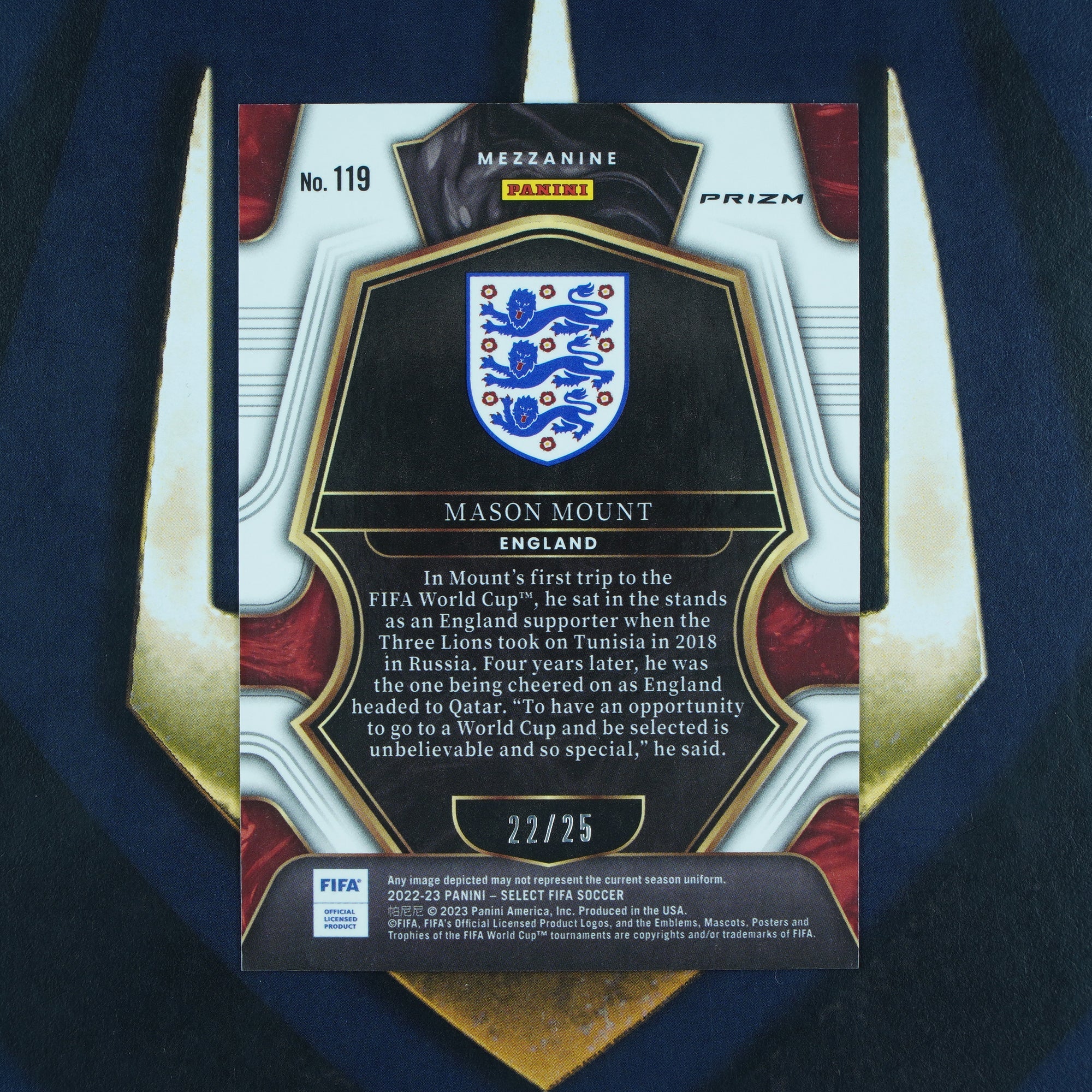 Mason Mount 2022-23 Panini Select FIFA Zebra /25 England