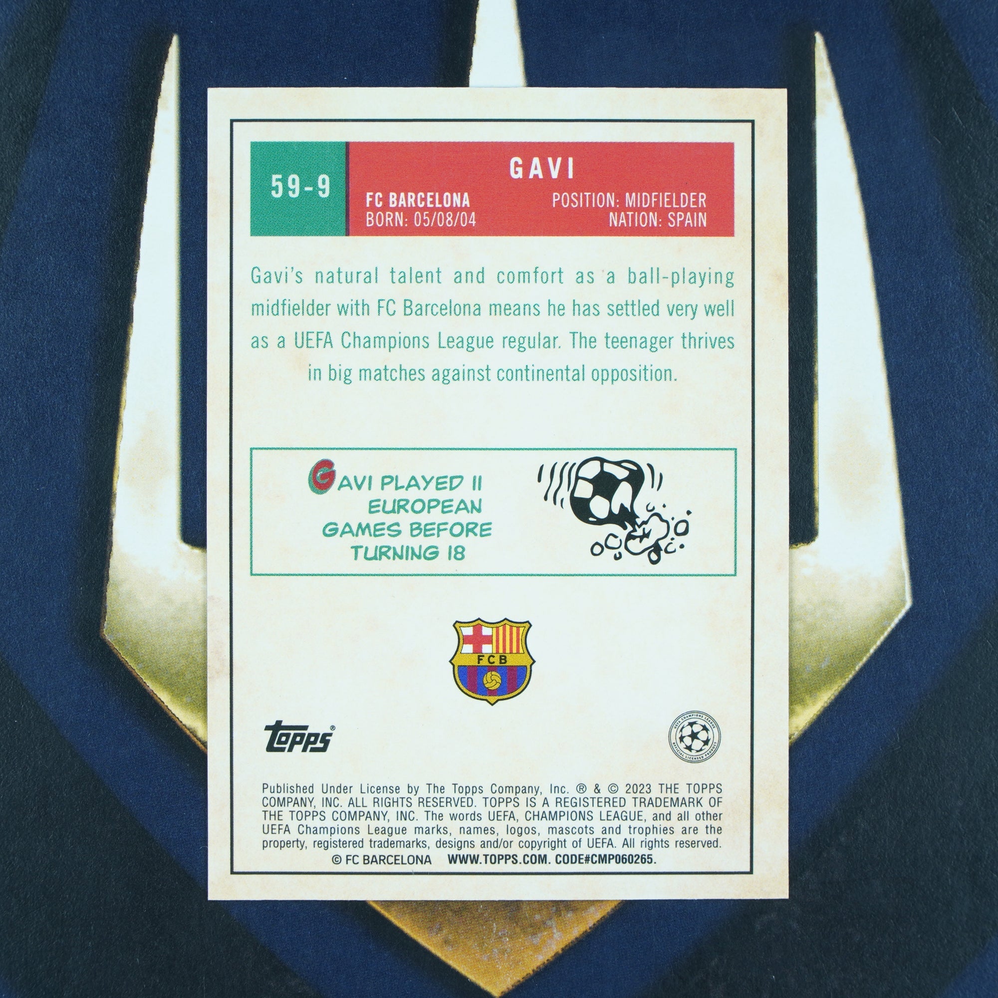 Gavi 2022-23 Topps UEFA Chrome 1959 Refractor Barcelona