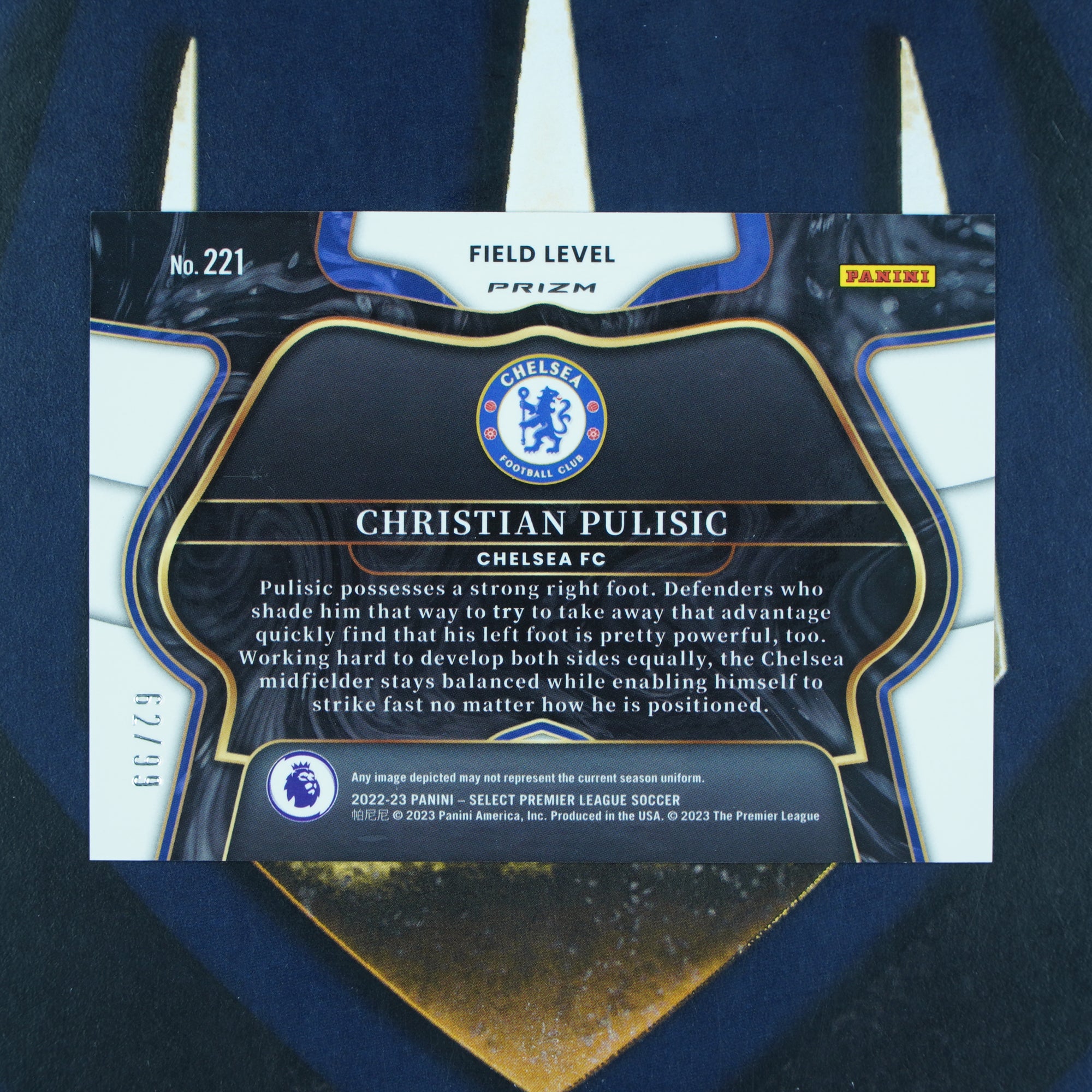 Christian Pulisic 2022-23 Panini Select Premier League Field Level Pink Ice Chelsea