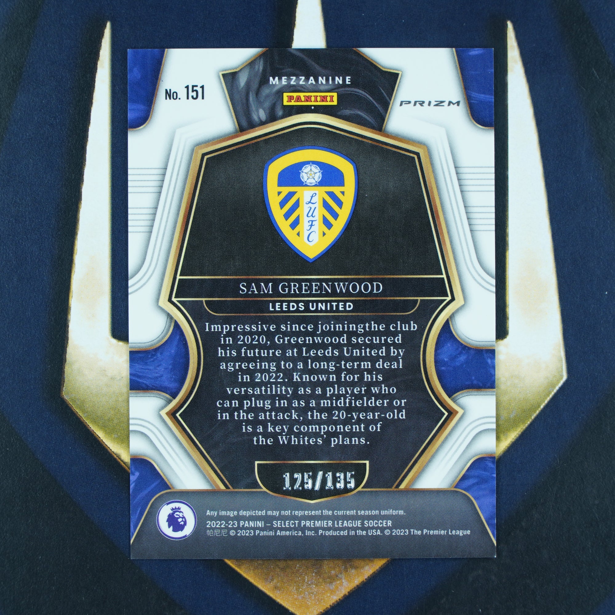 Sam Greenwood 2022-23 Panini Select Premier League Mezzanine Purple /135 Leeds United RC