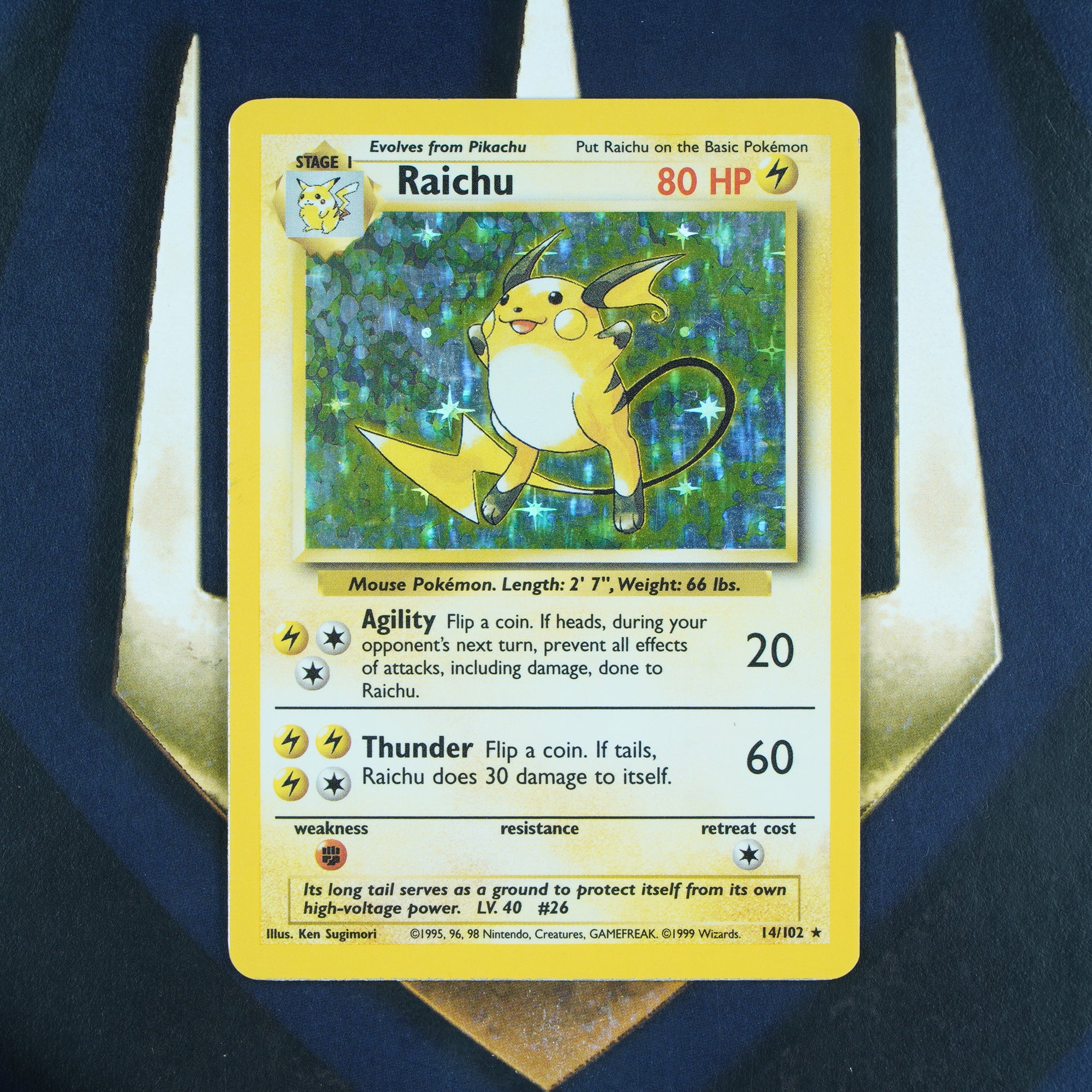 RAICHU Base Set HOLO RARE NM Pokemon Card 14/102