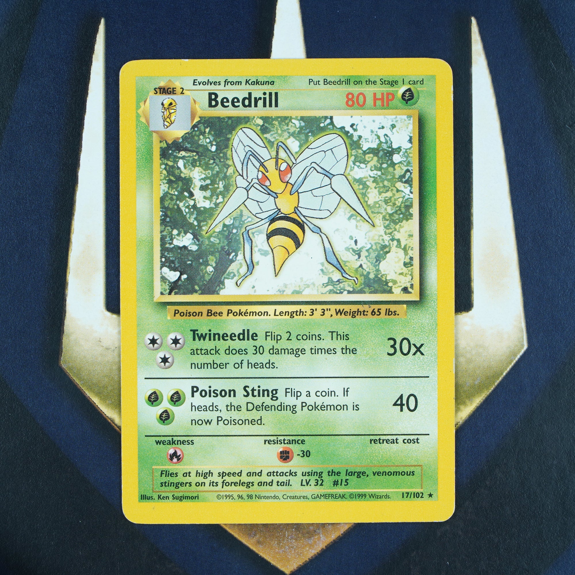 BEEDRILL Base Set RARE LP Pokemon Card 17/102