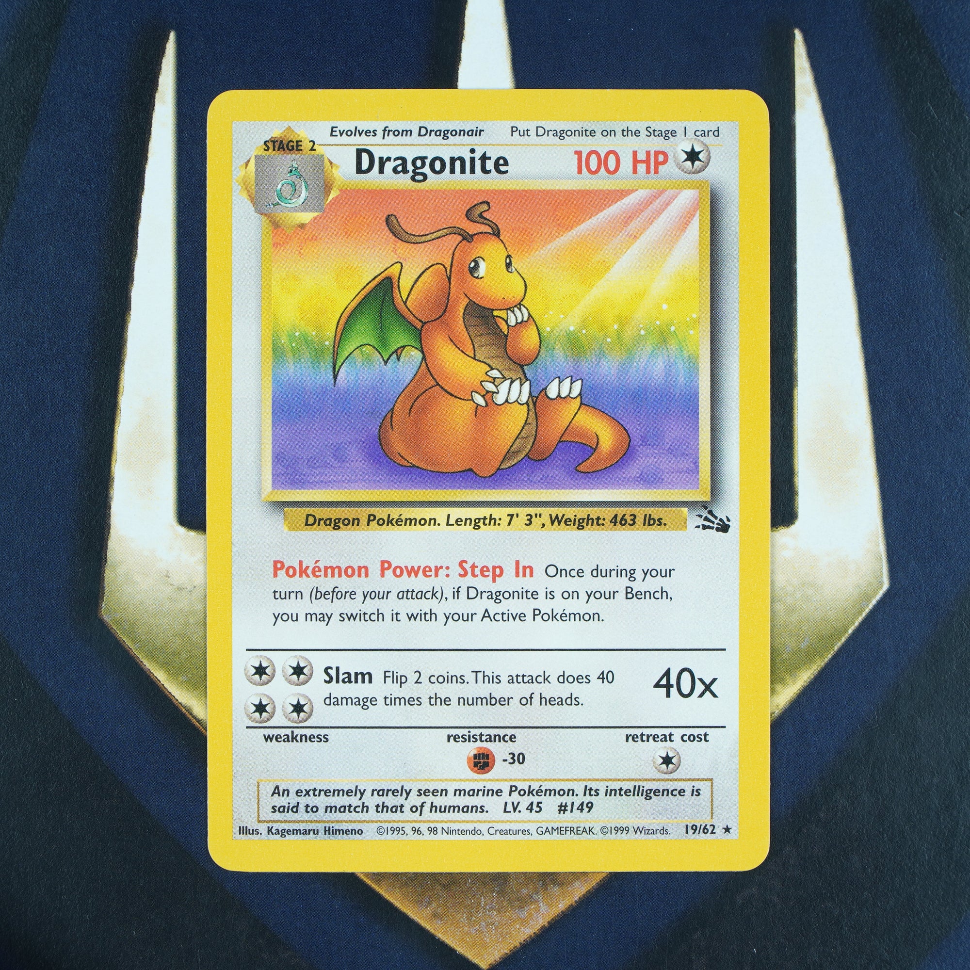 DRAGONITE Fossil RARE NM Pokemon Card 19/62