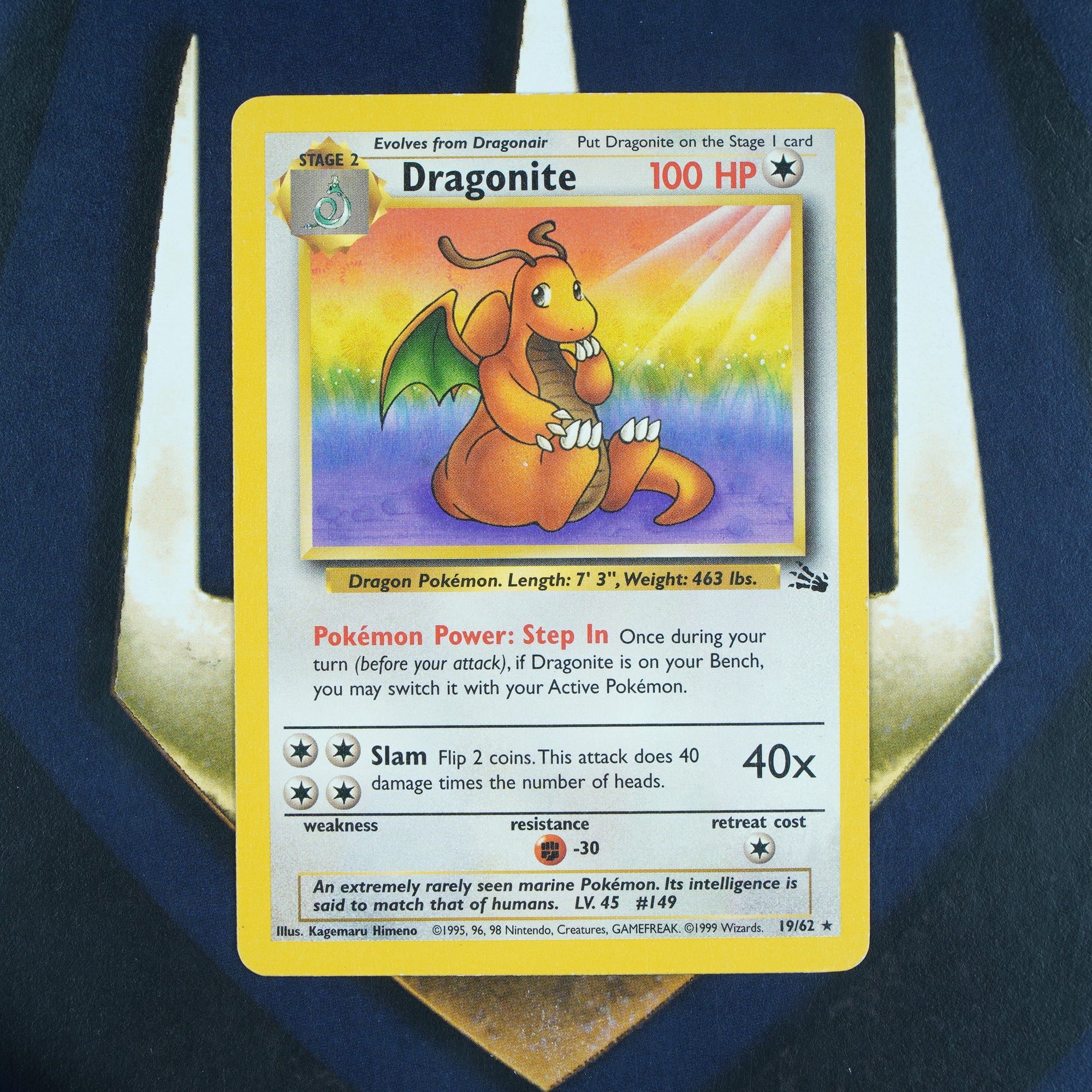 DRAGONITE Fossil RARE NM Pokemon Card 19/62