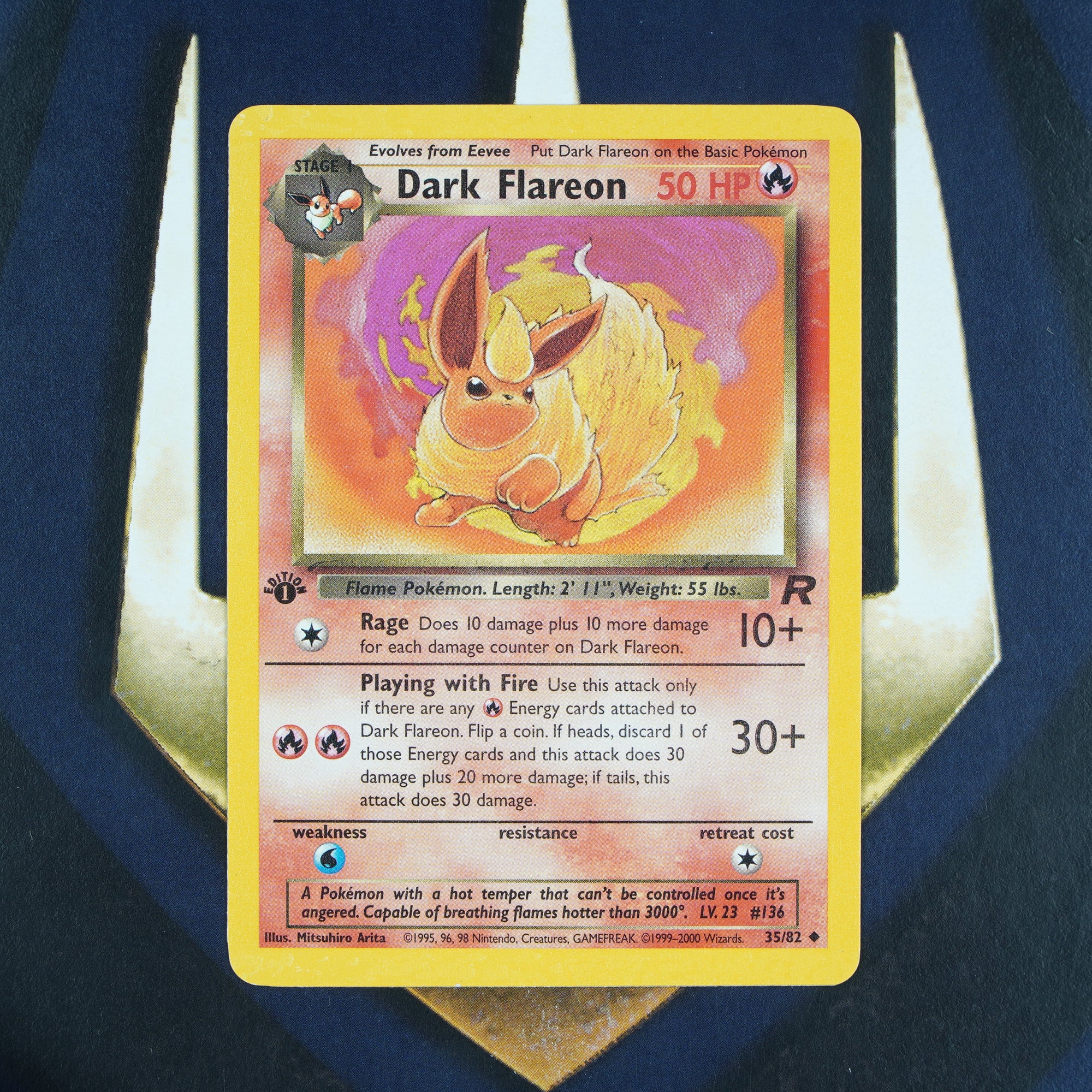 DARK FLAREON Team Rocket 1ST EDITION UNCOMMON NM Pokemon Card 35/82