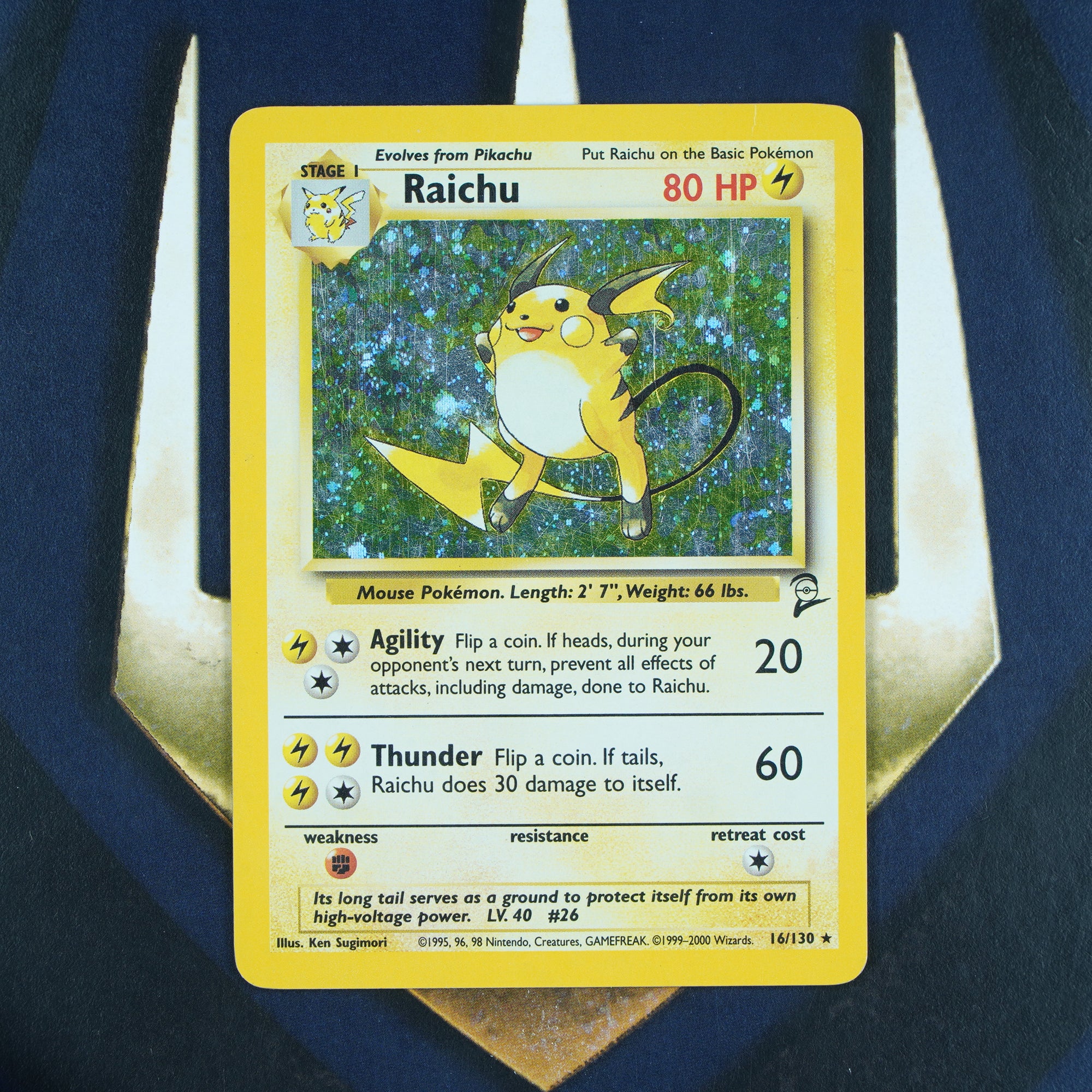 RAICHU Base Set 2 HOLO RARE LP Pokemon Card 16/130