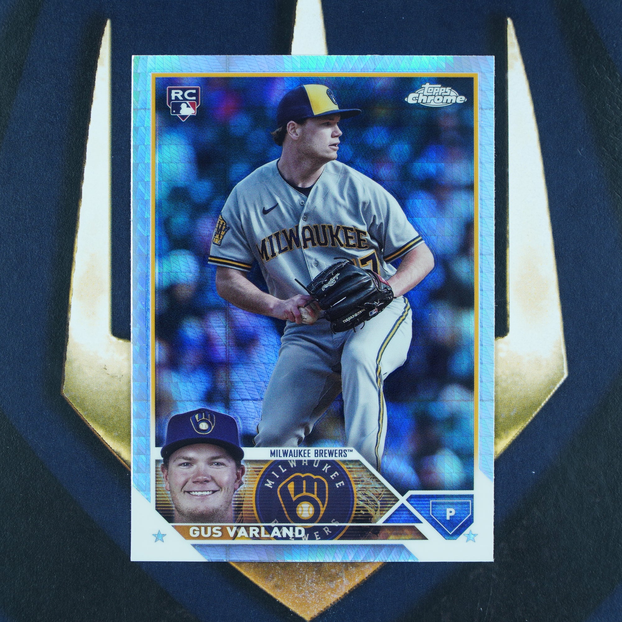 Gus Varland 2023 Topps Chrome Update Prism Refractor Milwaukee Brewers RC