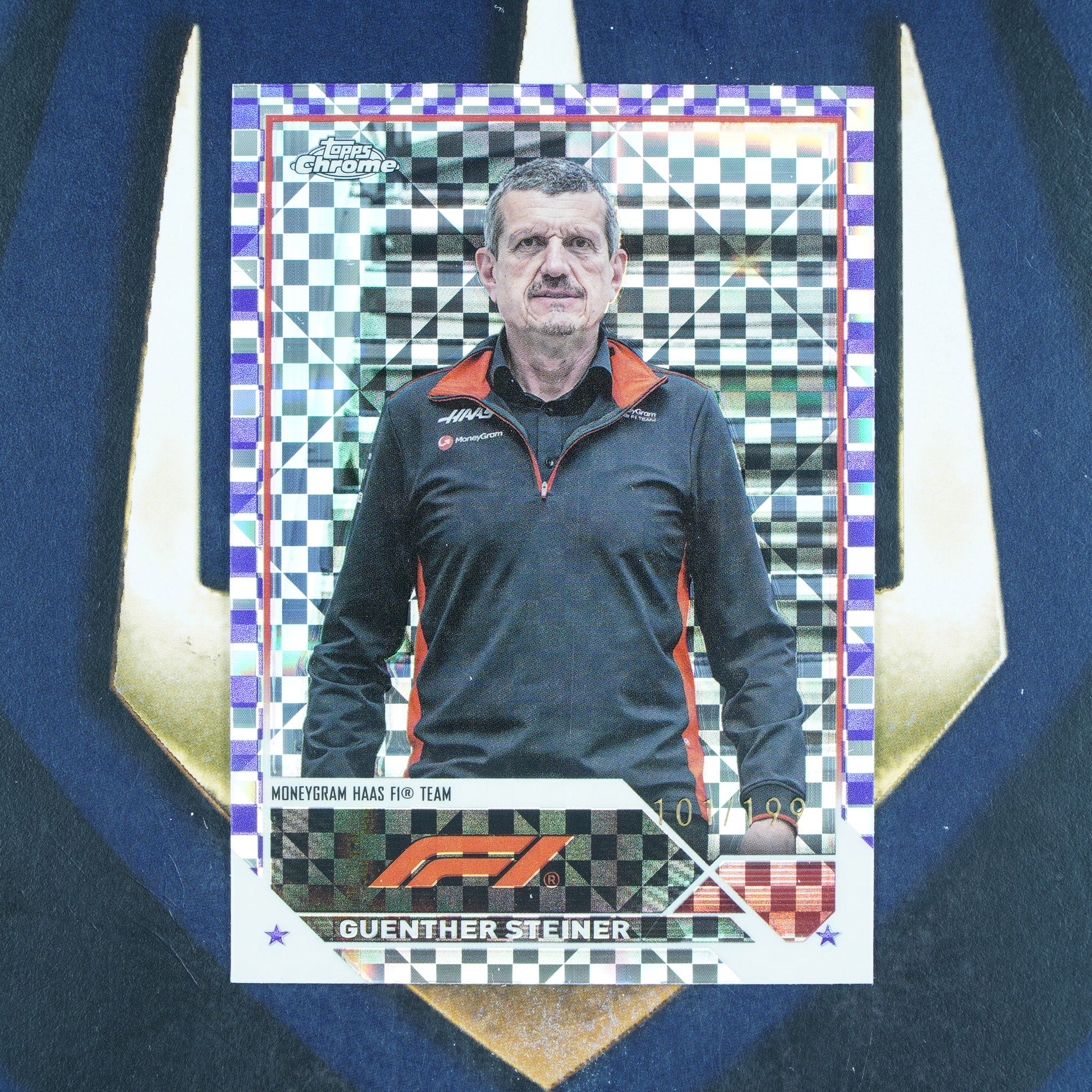 Guenther Steiner 2023 Topps F1 Chrome Purple Checker X Fractor #101 /199 Haas