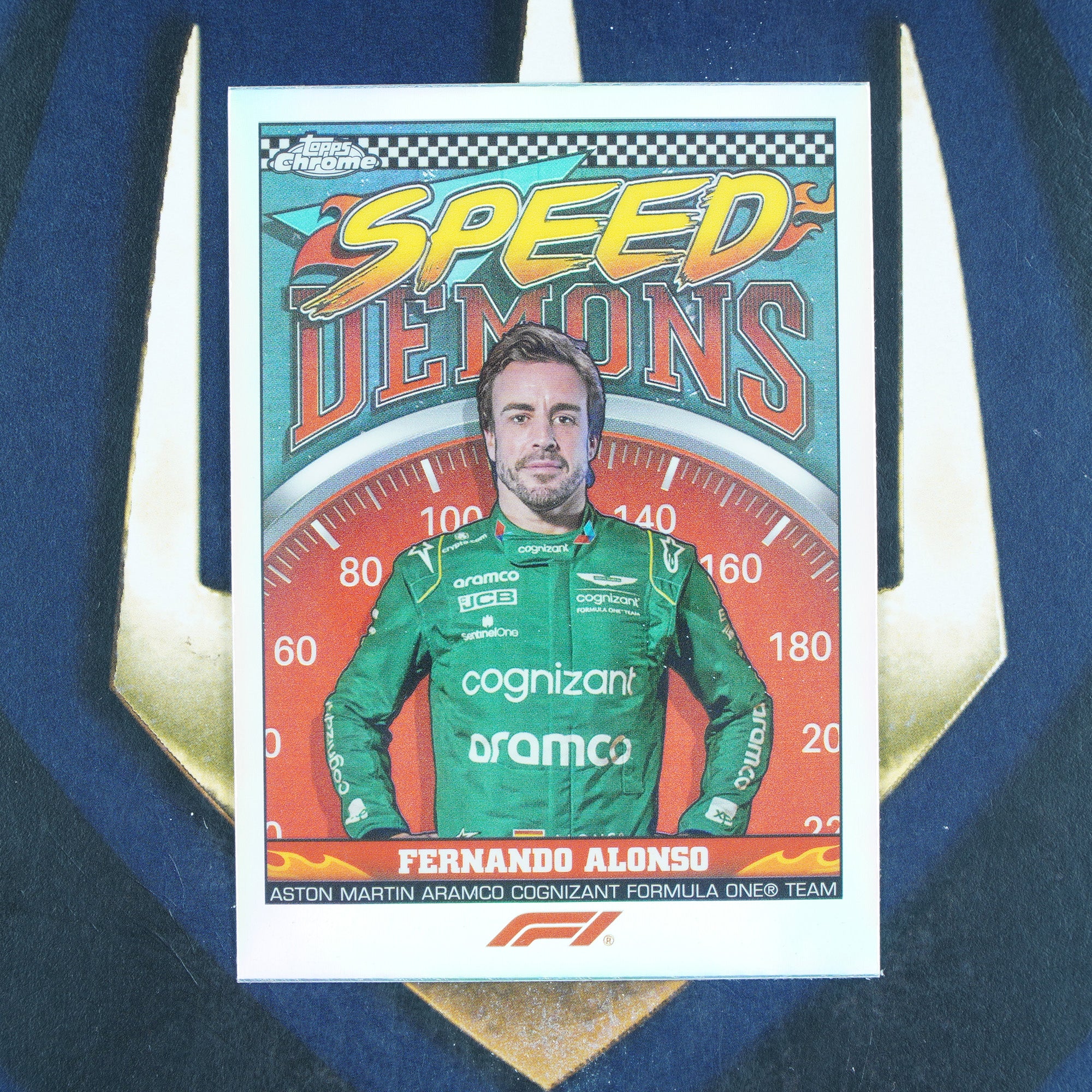 Fernando Alonso 2023 Topps F1 Chrome Speed Demons Insert SD-FA Aston Martin