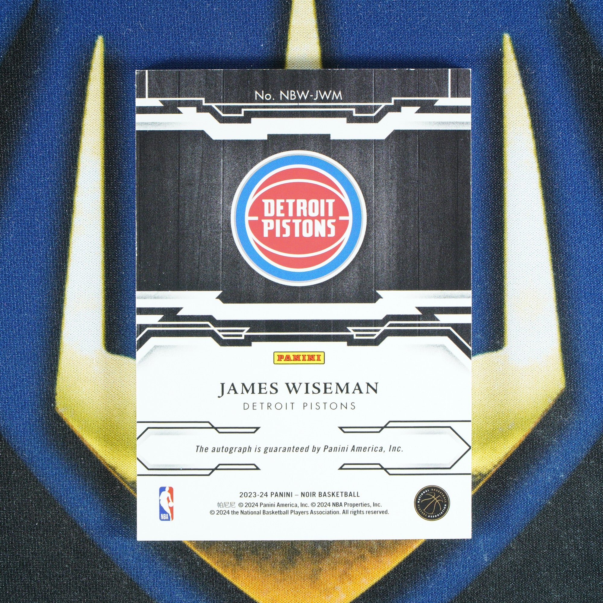 James Wiseman 2023-24 PANINI NOIR On Card Auto Gold /10 [Raw]