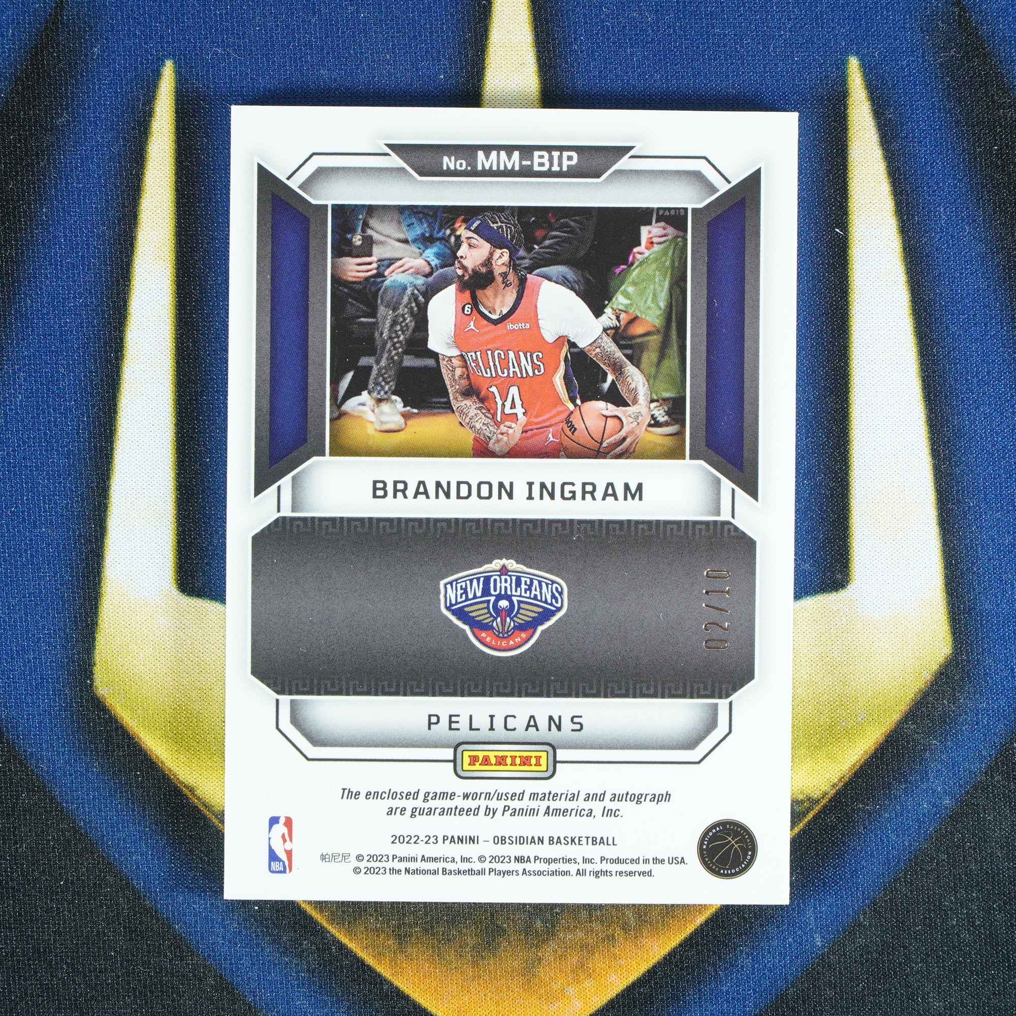 Brandon Ingram  2022-23 PANINI OBSIDIAN Matrix Material Game Worn /10 [Raw]