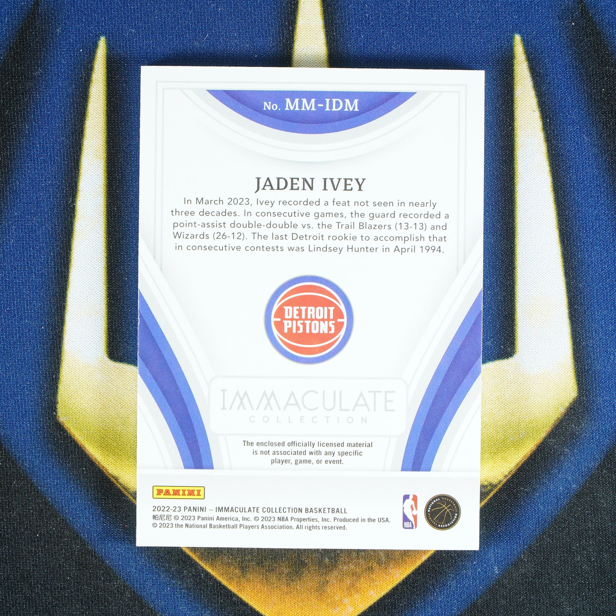 Jaden Ivey 2022-23 PANINI IMMACULATE Massive Memorabillia RPA /25 NA [Raw]