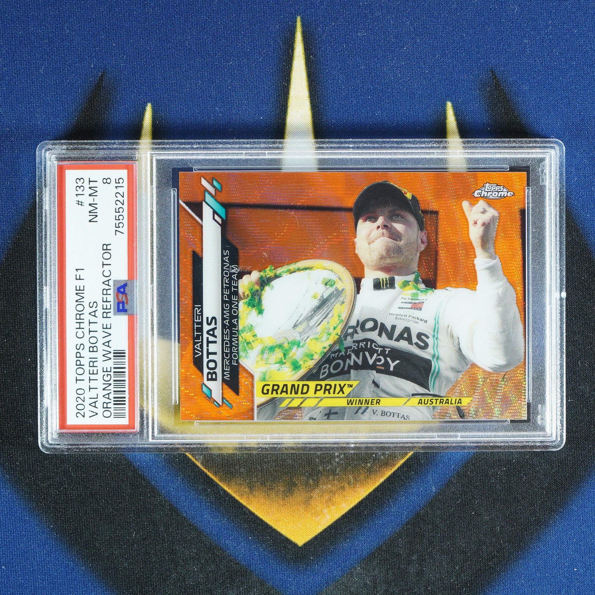 Valterri Bottas 2020 TOPPS CHROME Orange Wave /25 [PSA 8]