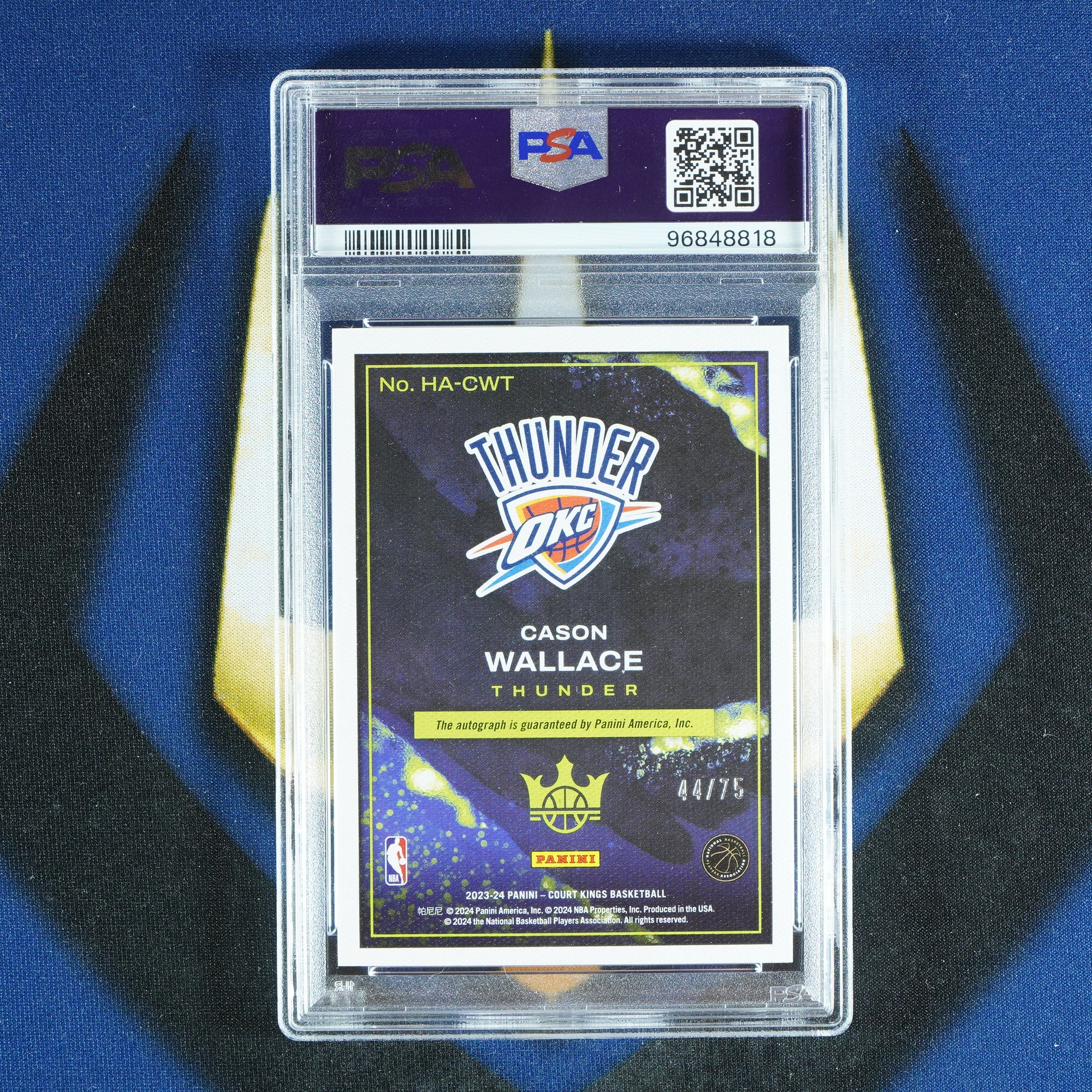 Cason Wallace 2023-24 PANINI COURT KINGS Heir Apparent Amber Auto /75 [PSA 9]