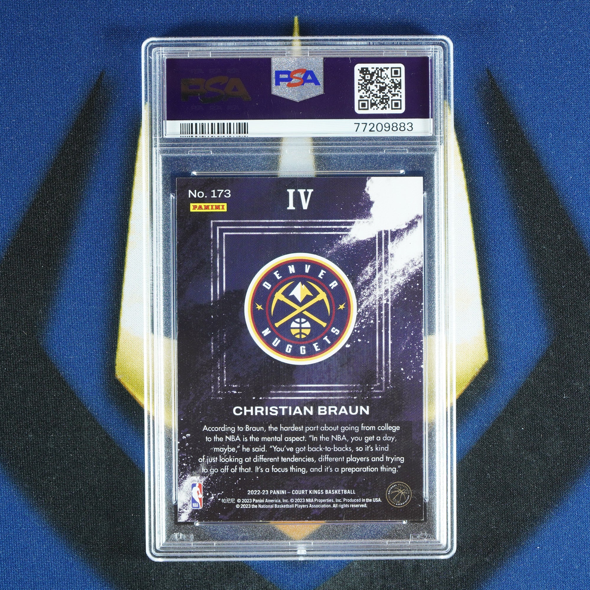 Christian Braun 2022-23 PANINI COURT KINGS Level IV SSP ROOKIE [PSA 10]
