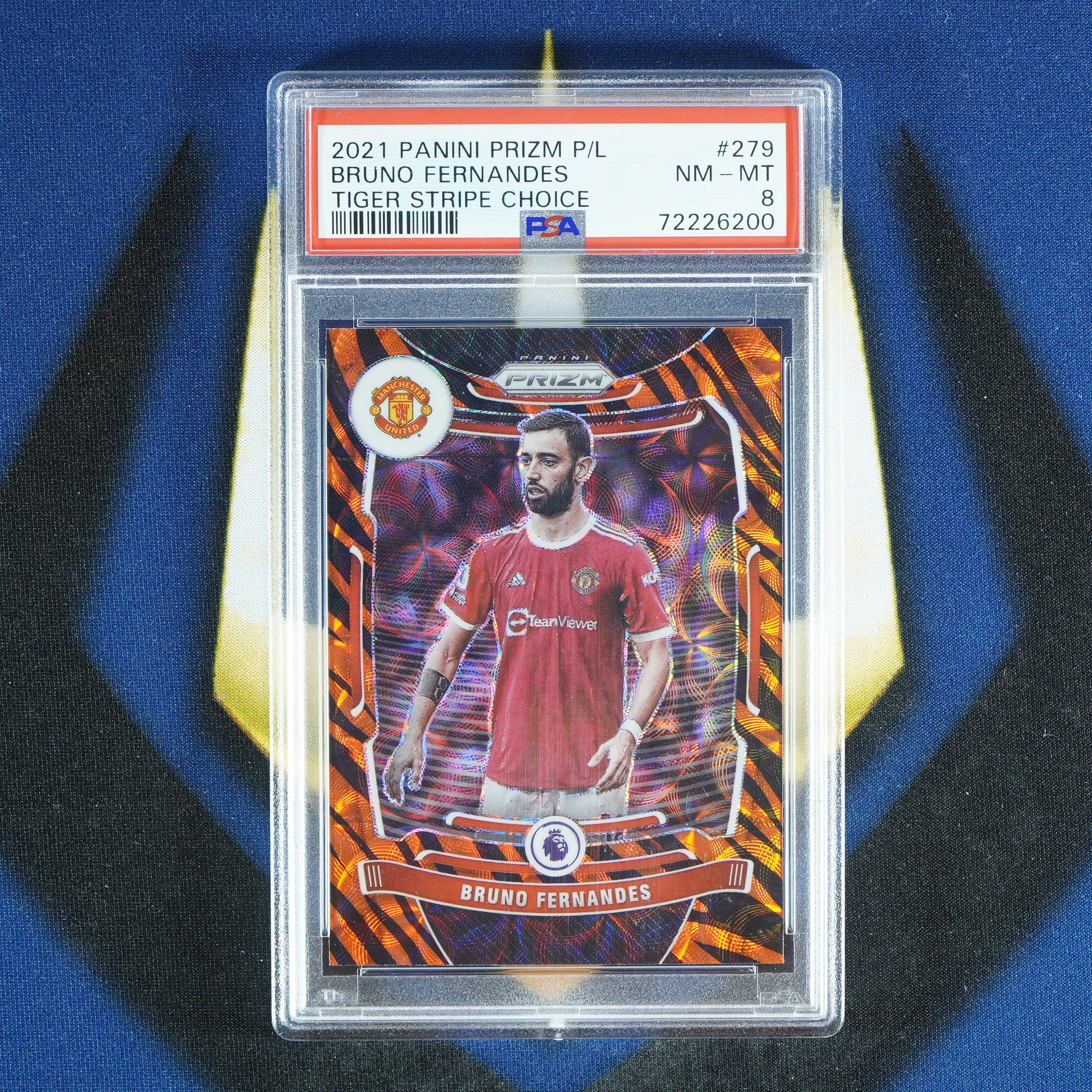 Bruno Fernandes  2021-22 PANINI PRIZM Tiger Stripe Choice SSP [PSA 8]
