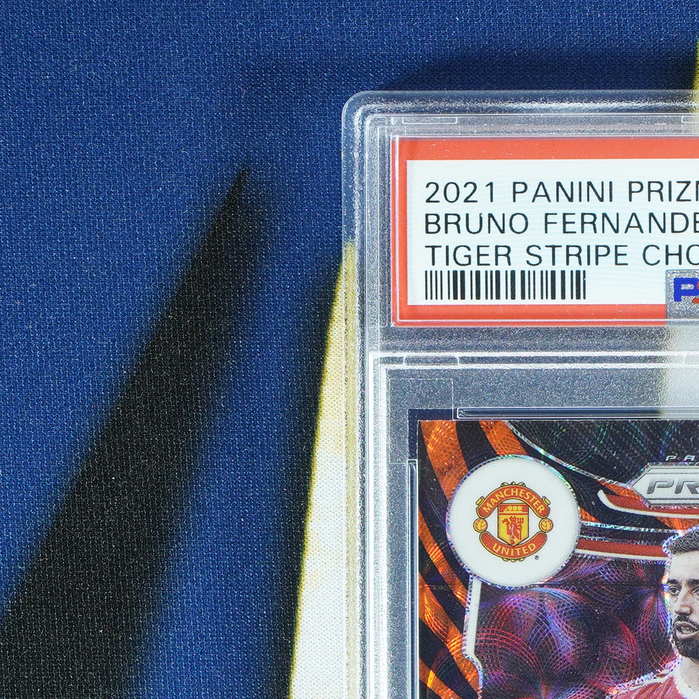 Bruno Fernandes  2021-22 PANINI PRIZM Tiger Stripe Choice SSP [PSA 8]