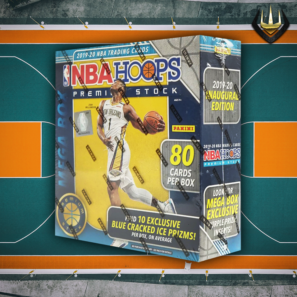 2019-20 Panini Hoops Premium Basketball NBA Mega Box (Blue Cracked Ice)