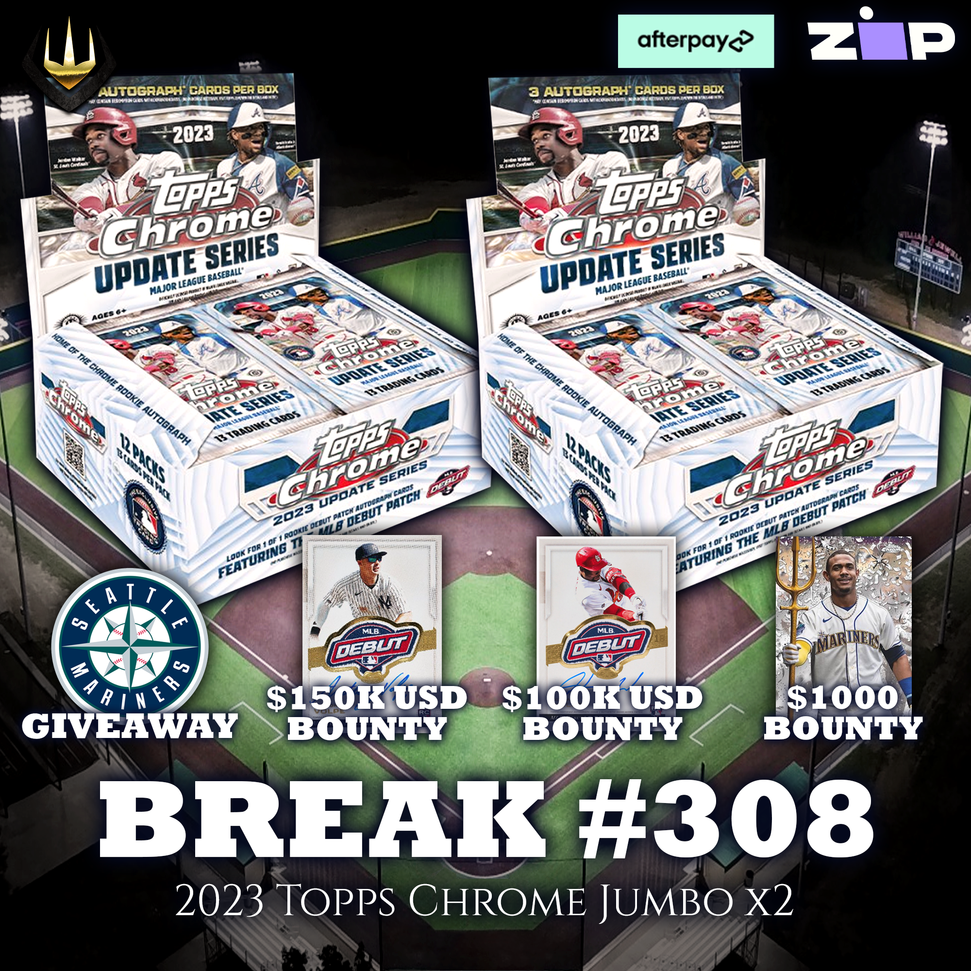 #308 2023 Topps Chrome Update Jumbo x2 [Pick Your Team]