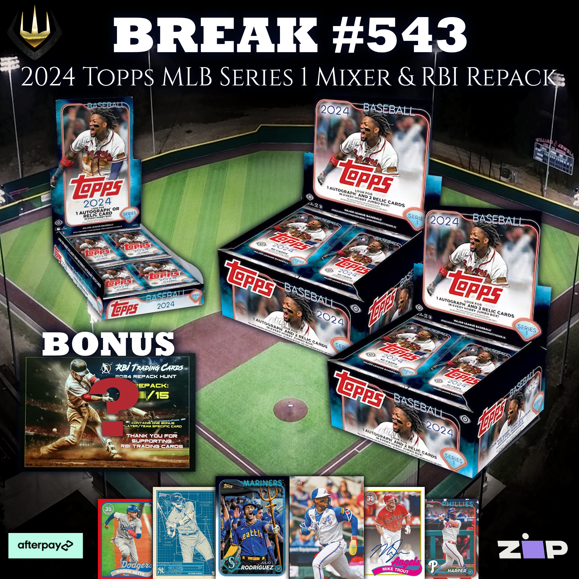 #543 2024 Topps Series 1 Jumbo x2 Hobby x1 + 2024 RBI Trading Cards Repack x1 [Pick Your Team]