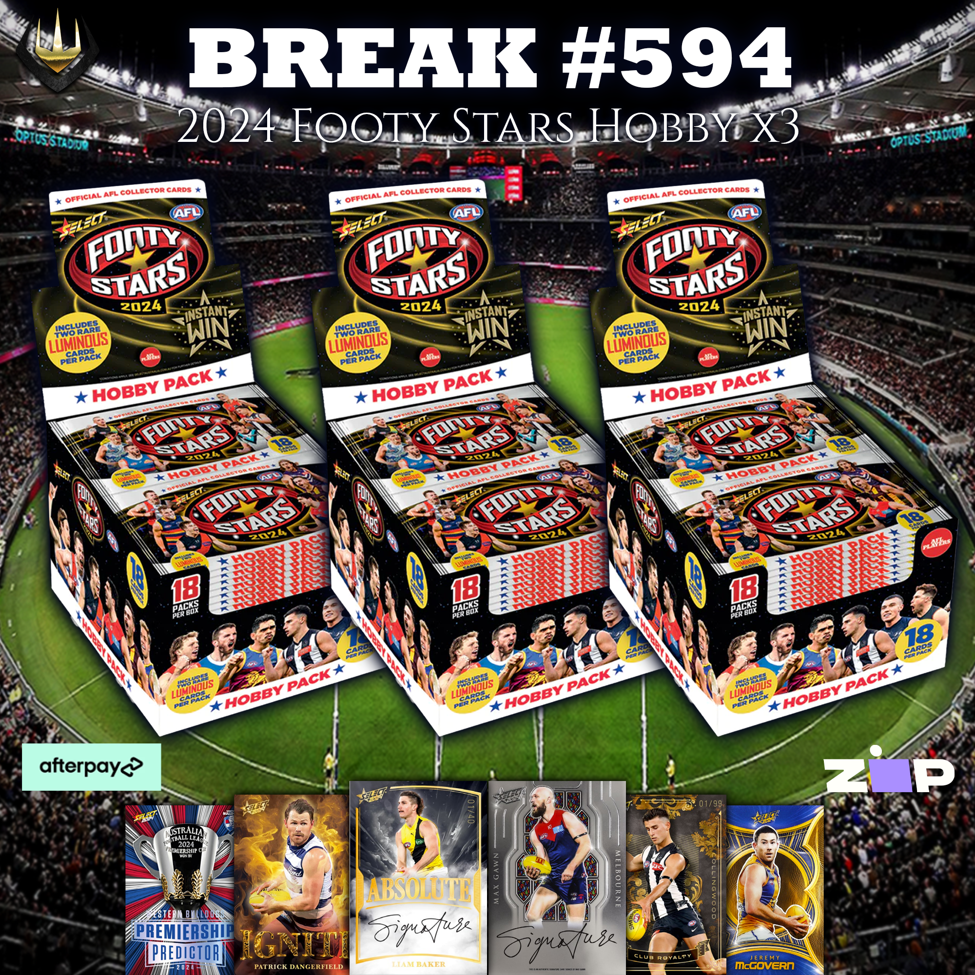 #594 2024 Select Footy Stars Hobby Box x3 [Pick Your Team]